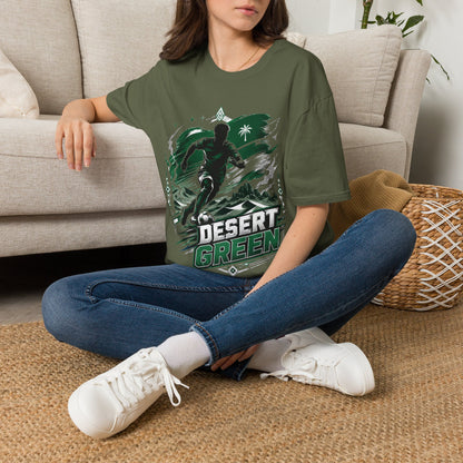 Saudi Arabia Desert Green Soccer T-Shirt — Silhouette Player Graphic