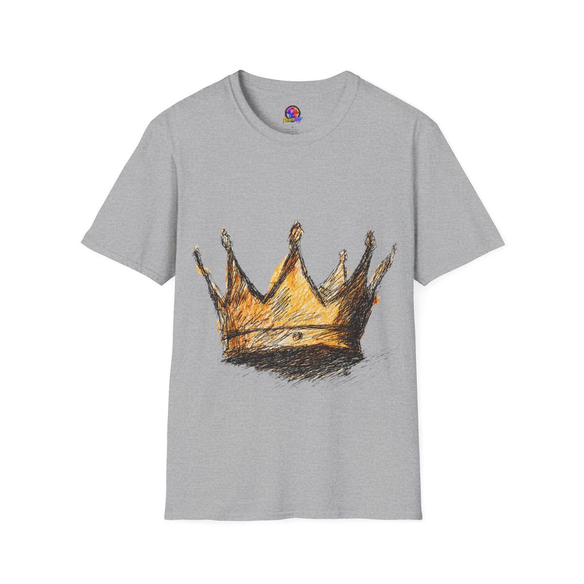 Crowned Sketch T‑Shirt — Hand‑Drawn Gold Crown Graphic Tee