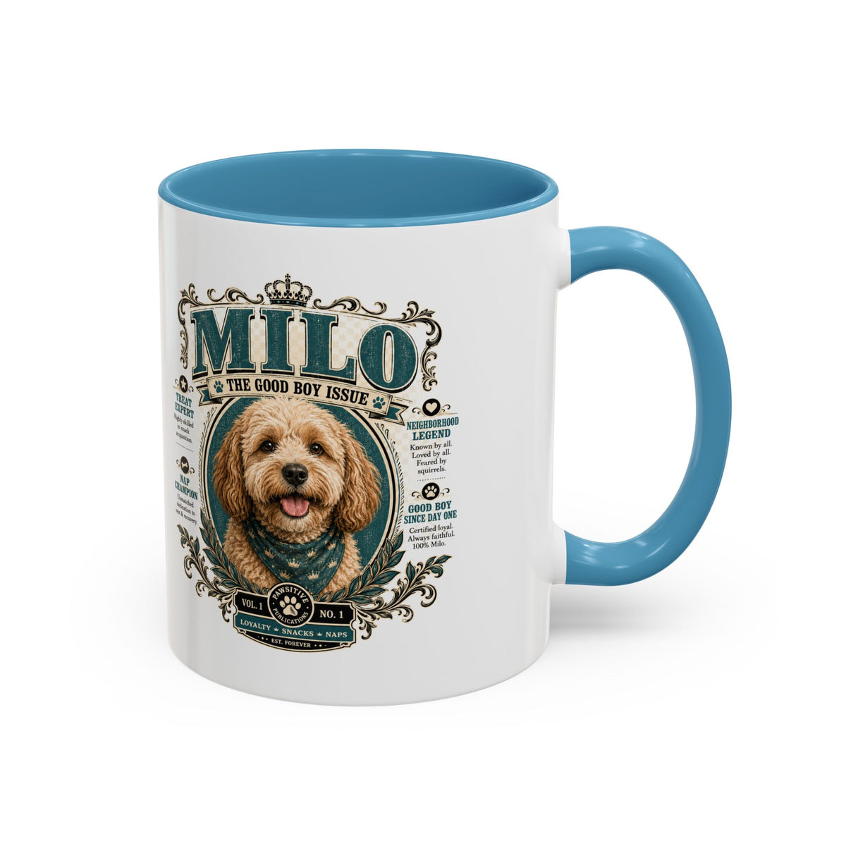 Milo Bailey Dog Dad Mom Milo Dog Portrait Coffee Mug — 'The Good Boy Issue' Accent Mug