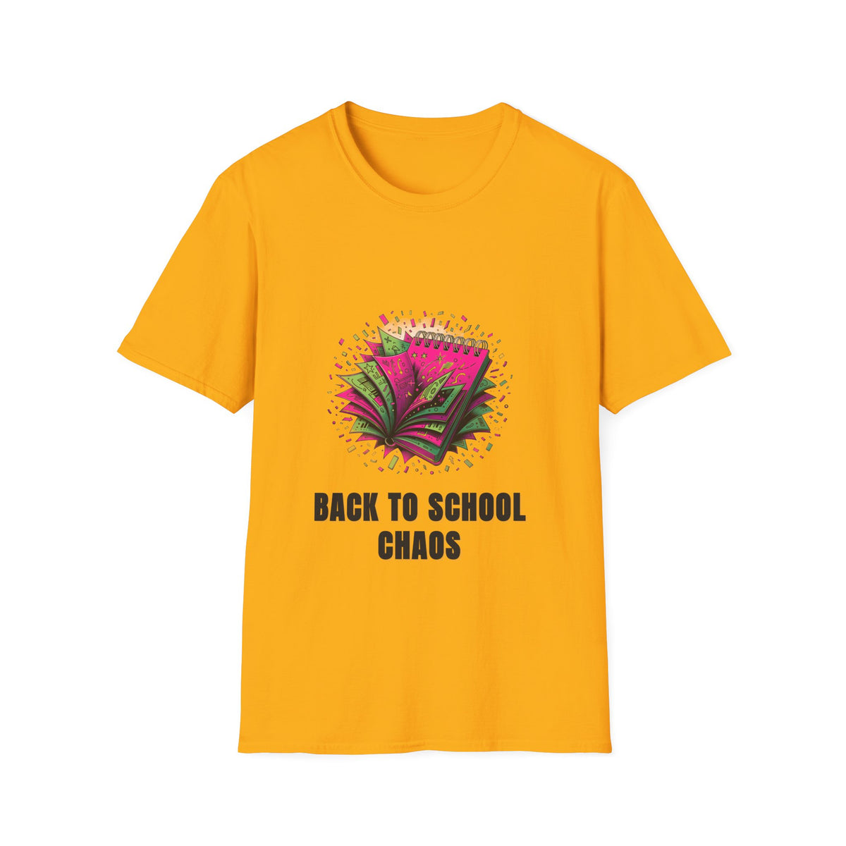 Back to School Chaos T-Shirt — Colorful Notebooks Graphic Tee for Students & Teachers - Trending Now - August 2026