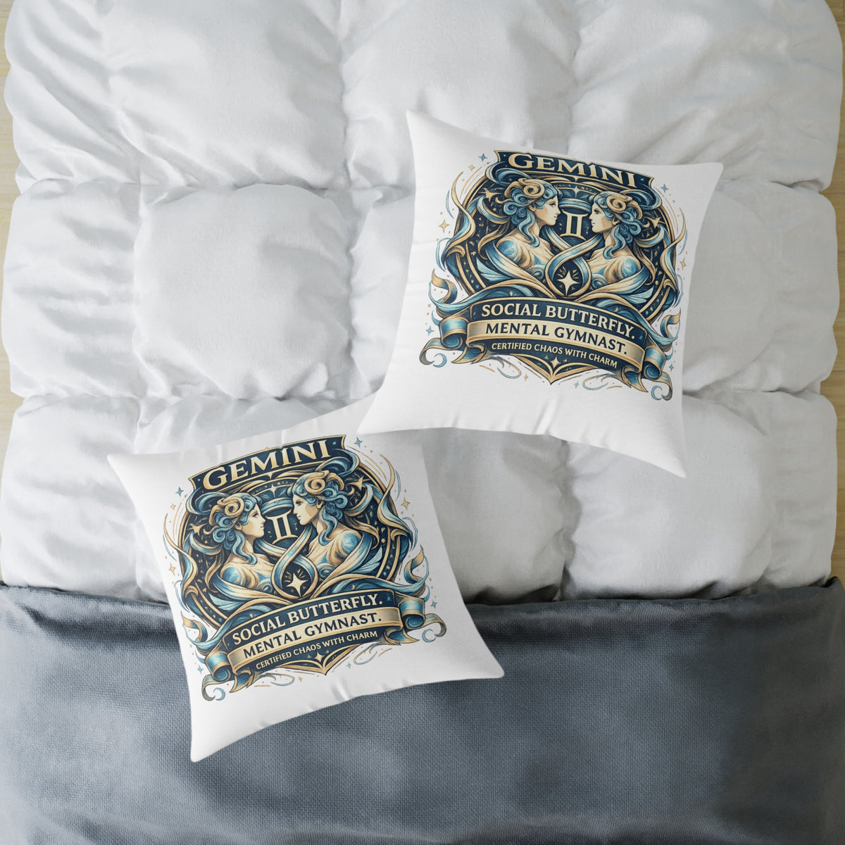 Gemini Zodiac Social Butterfly Square Poly Canvas Pillow