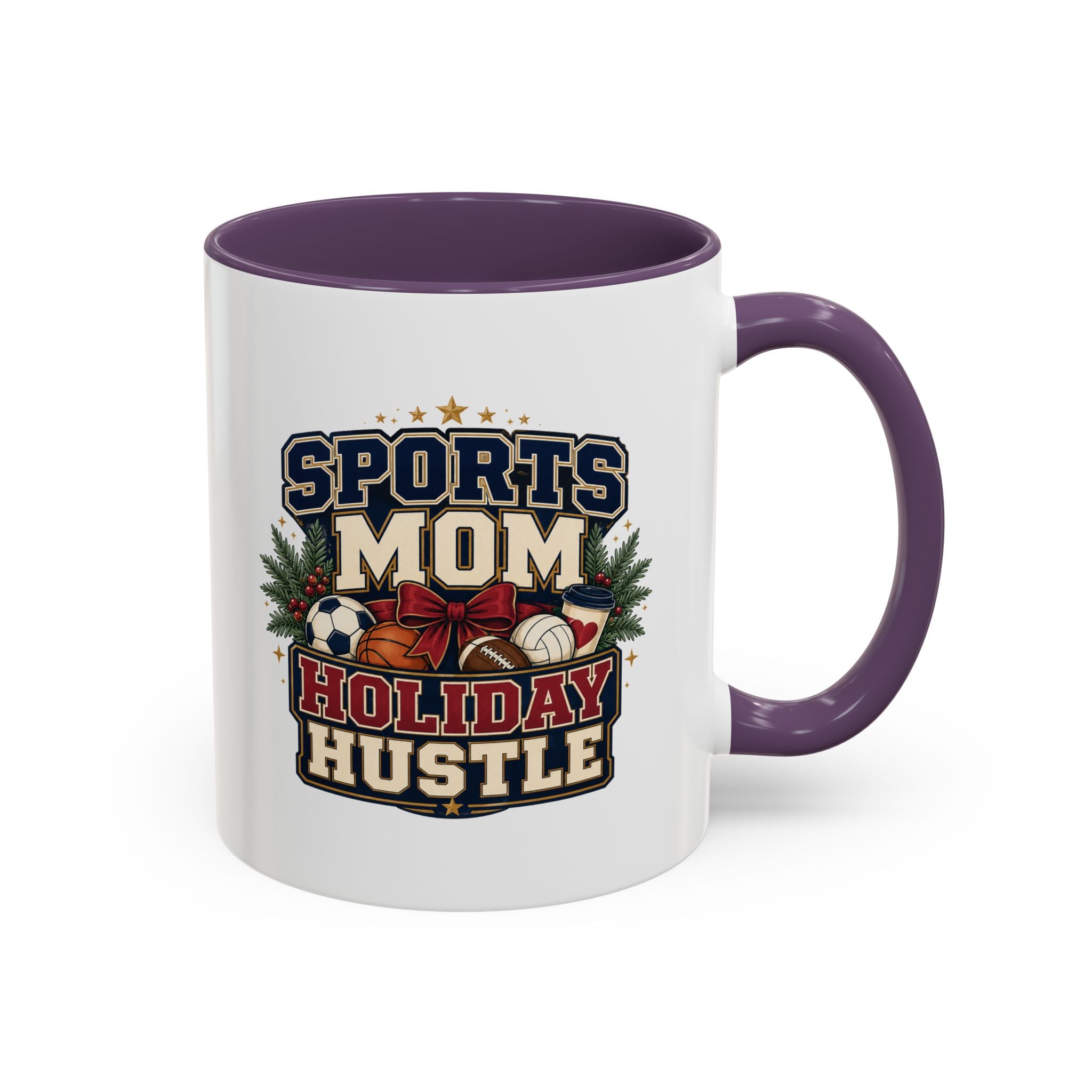 Modern Day Christmas Sports Mom Holiday Hustle Accent Coffee Mug – Christmas Sports Mom Gift