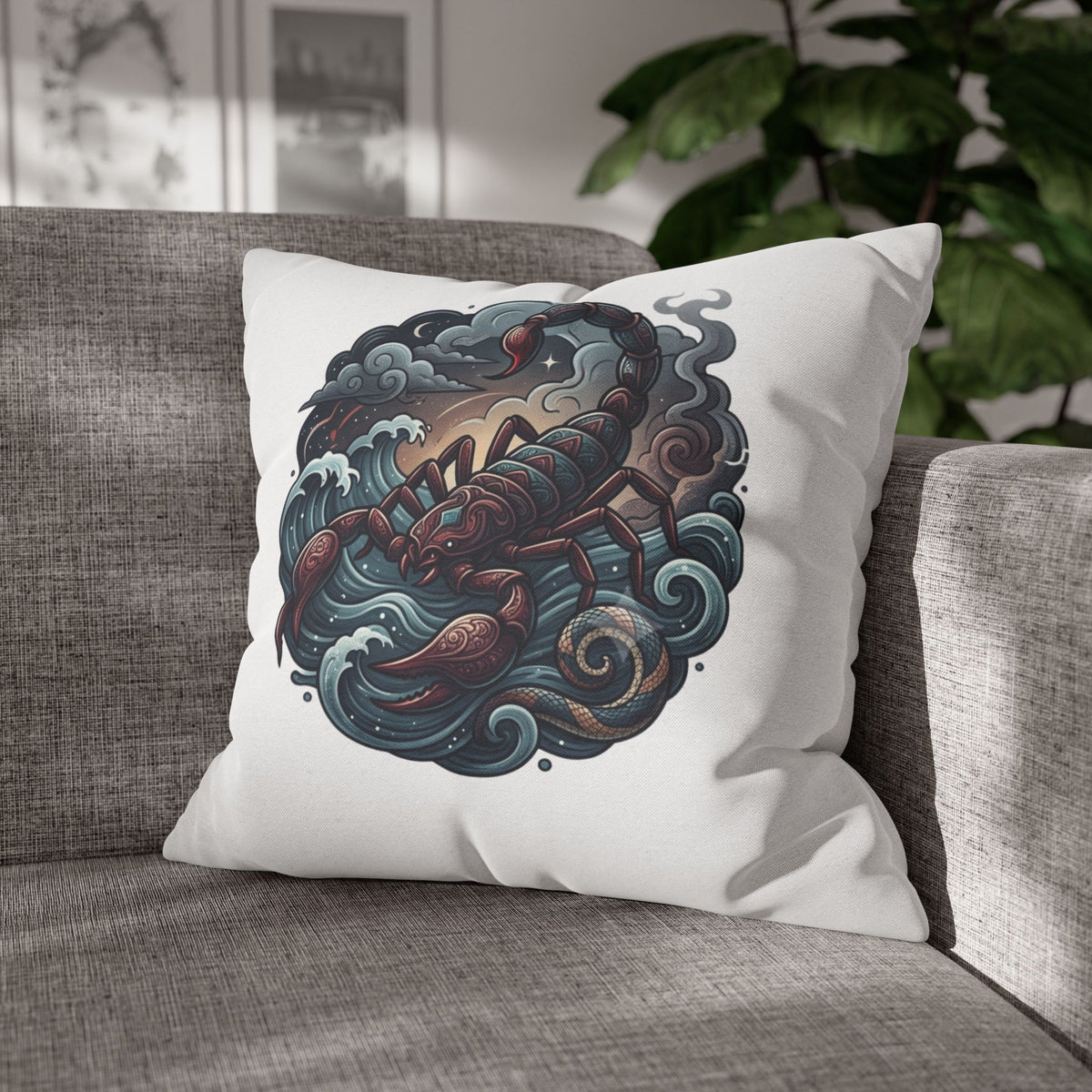 Scorpion Wave Decorative Pillowcase — Zodiac Scorpio Throw Pillow Cover
