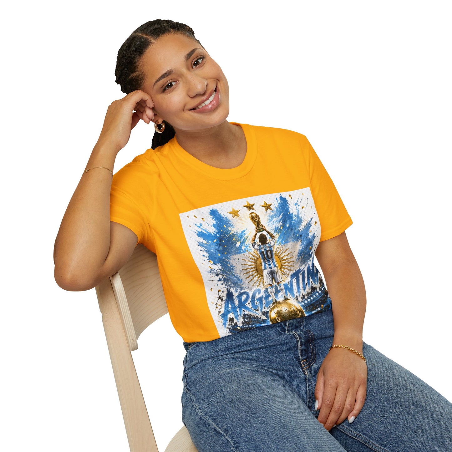 Argentina World Champions T‑Shirt — Soccer World Cup 3 Stars Tribute