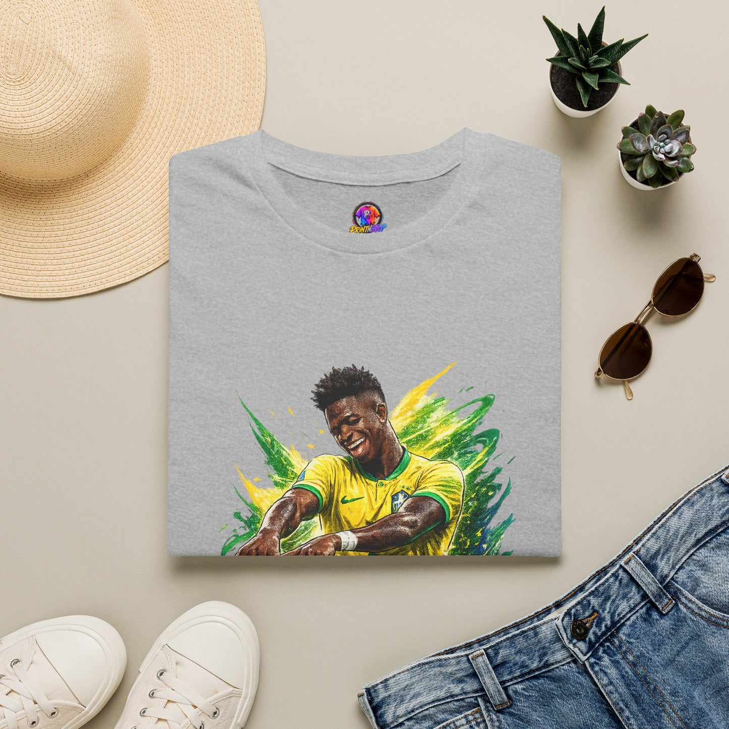 Brazil  Soccer Celebration T-Shirt — Brazilian Football Player Artwork
