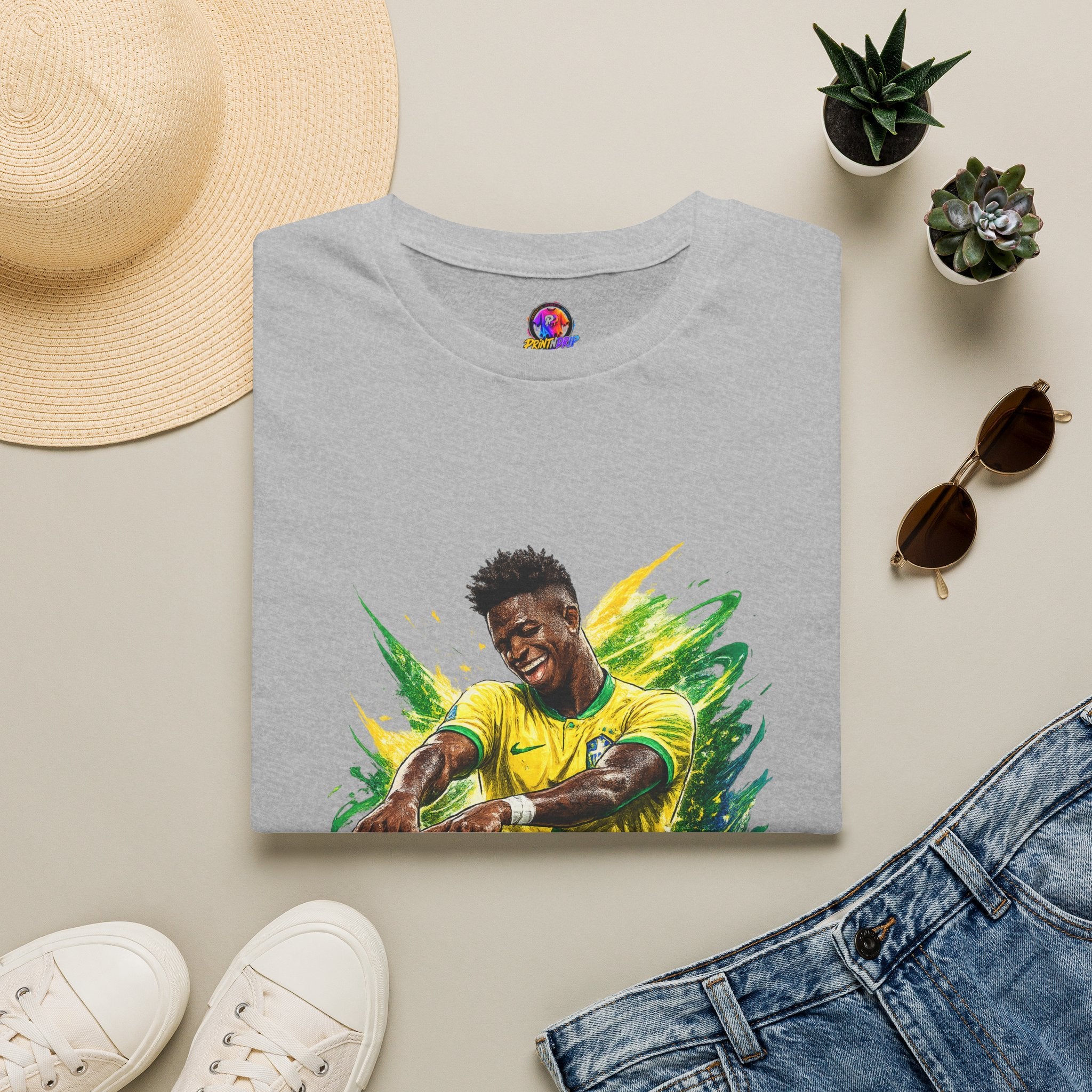 Brazil  Soccer Celebration T-Shirt — Brazilian Football Player Artwork