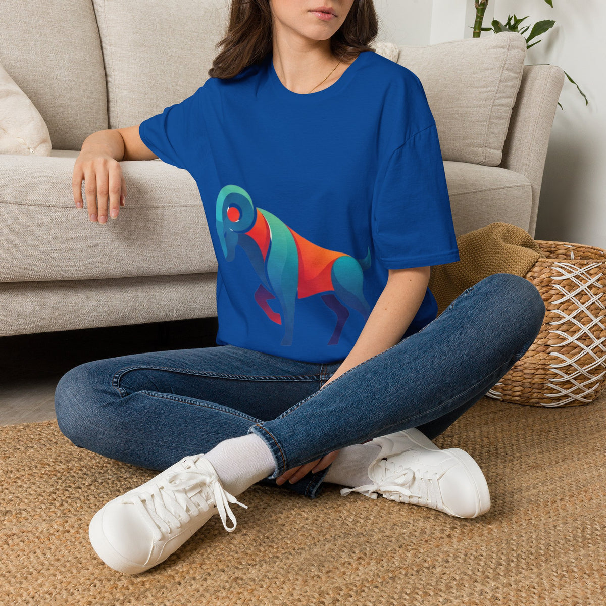 Ram Graphic T-Shirt — Colorful Geometric Sheep/Goat Art