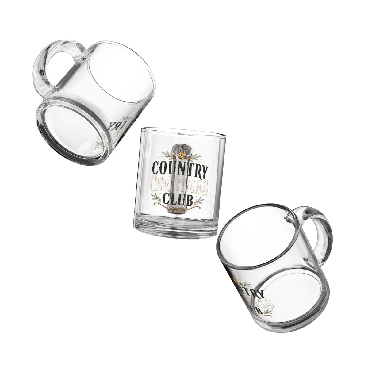 Christmas Glass Mug Country Christmas Club Glass Mug — 10oz Holiday Coffee & Cocoa Cup