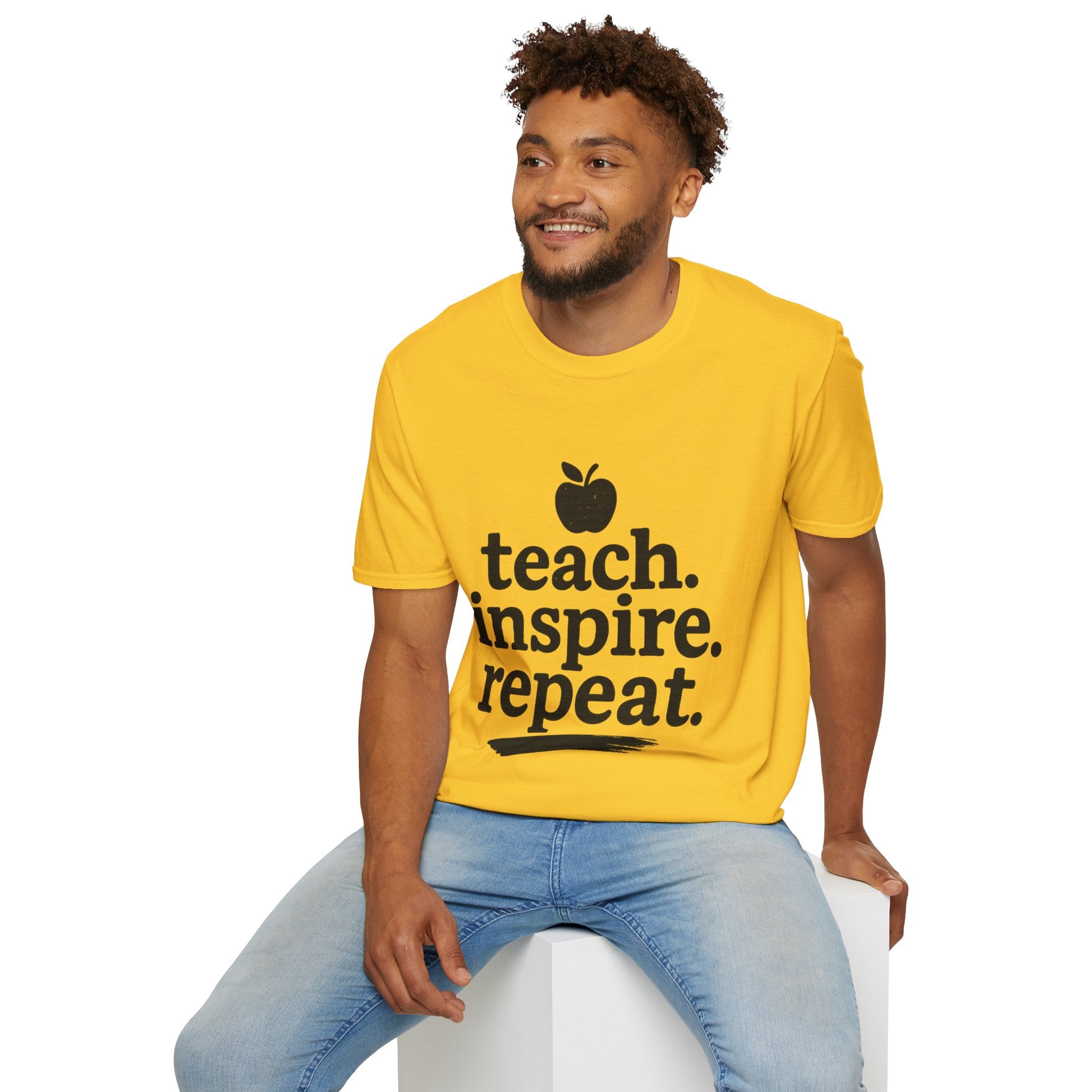 Teach. Inspire. Repeat. T‑Shirt — Teacher Apple Graphic Tee - Trending Now - August 2026 Trends - Everyday T-Shirt