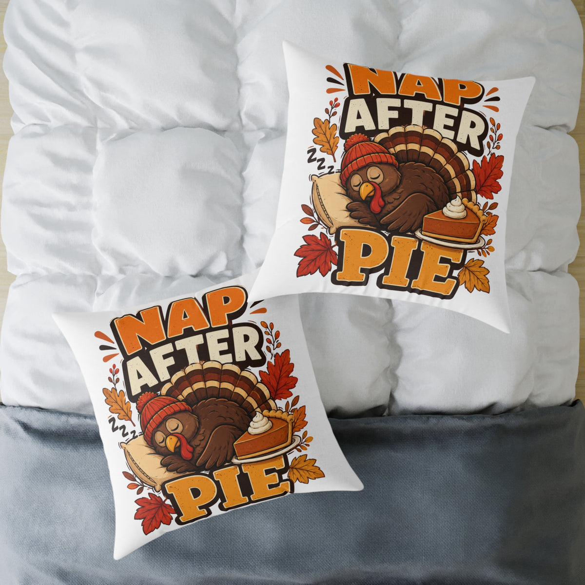 Thanksgiving Pillow — 'Nap After Pie' Turkey Throw Pillow