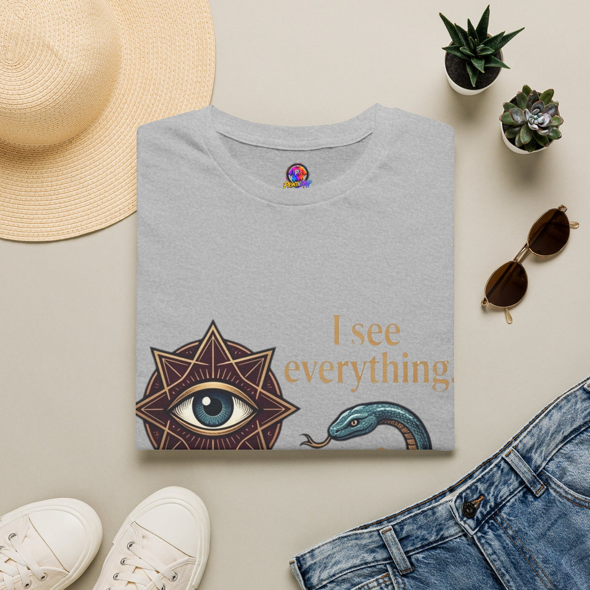Scorpio “I See Everything” Zodiac T‑Shirt — Astrological Snake & All‑Seeing Eye Design