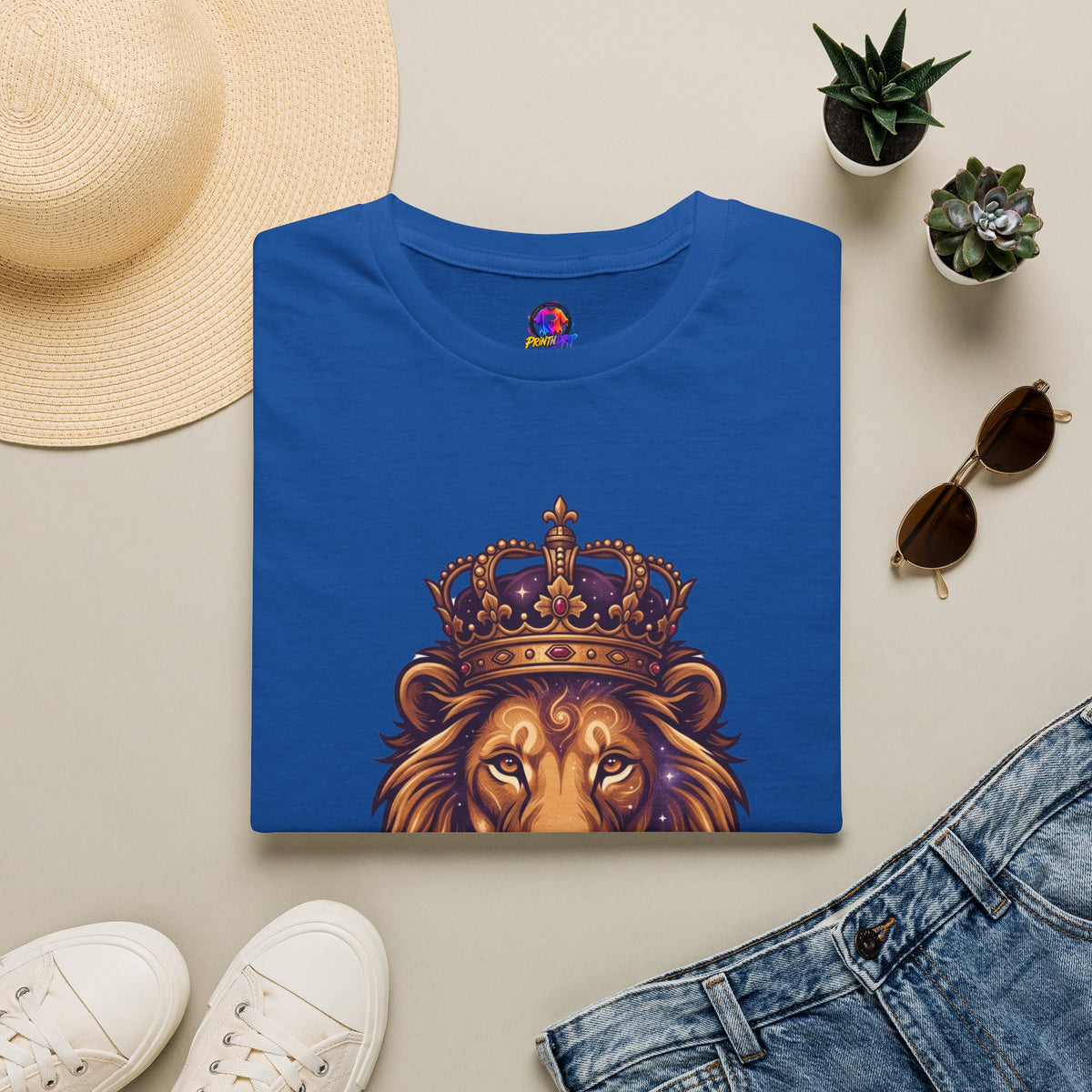 Leo Zodiac Lion T-Shirt — "Born with a Crown in My Soul" Zodiac Graphic Tee