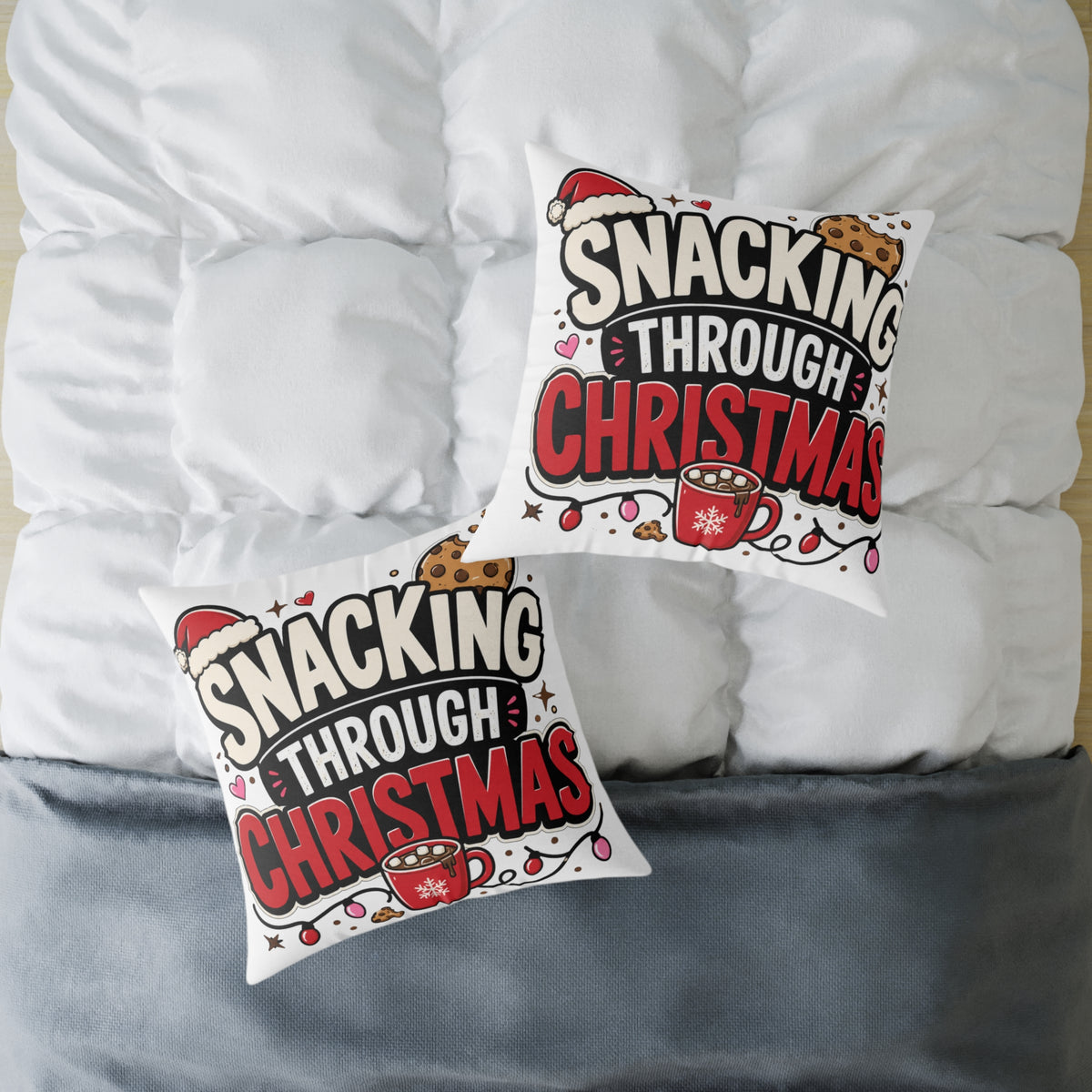 Snacking Through Christmas Modern Day Christmas  Pillow