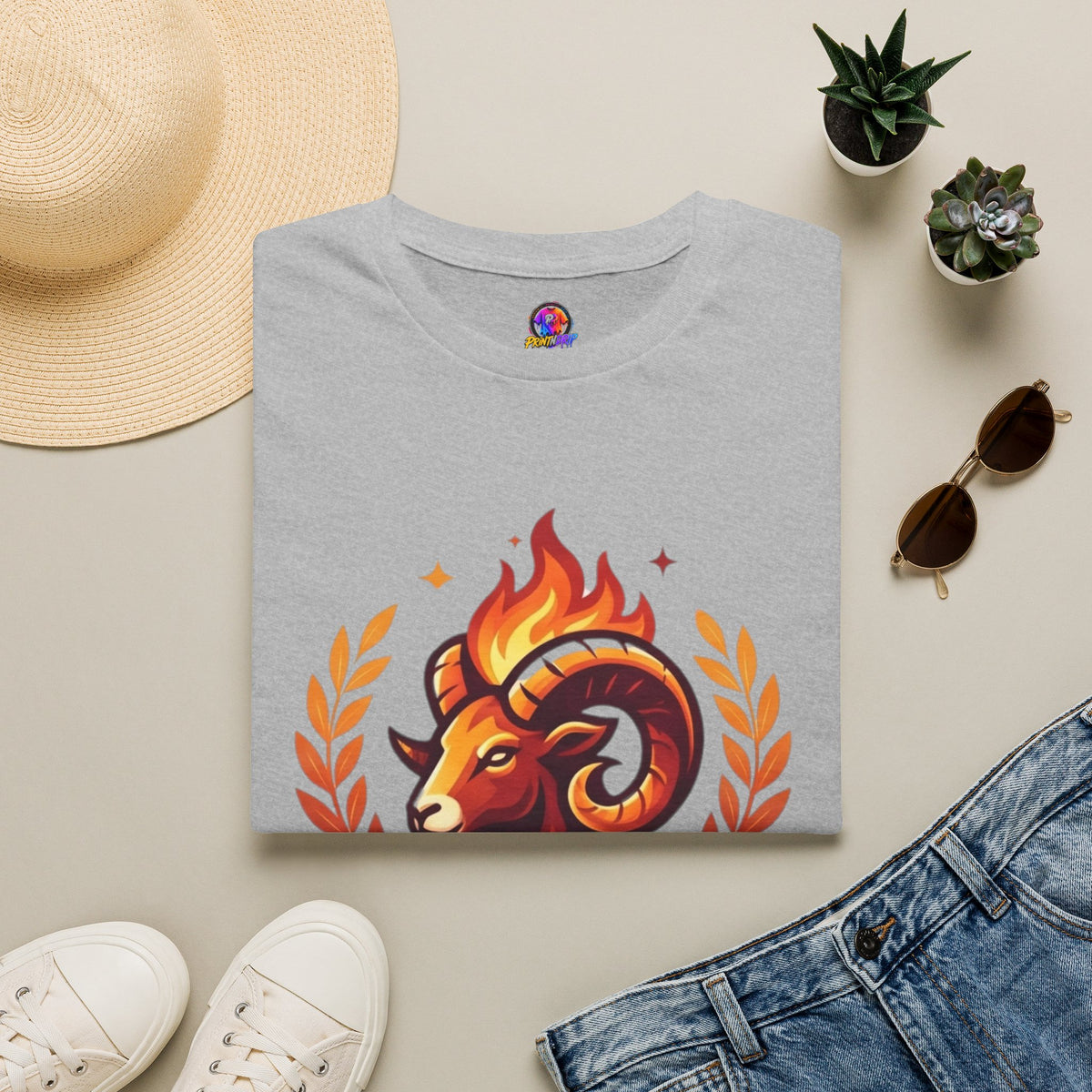 Aries Zodiac T-Shirt — "Born to Lead Not to Follow" Ram Graphic