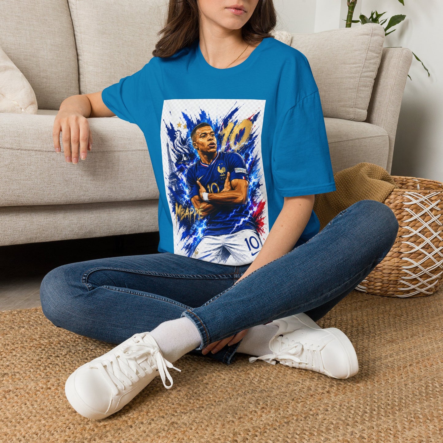 France Mbappé Soccer T-Shirt — #10 Blue Action Portrait Tee