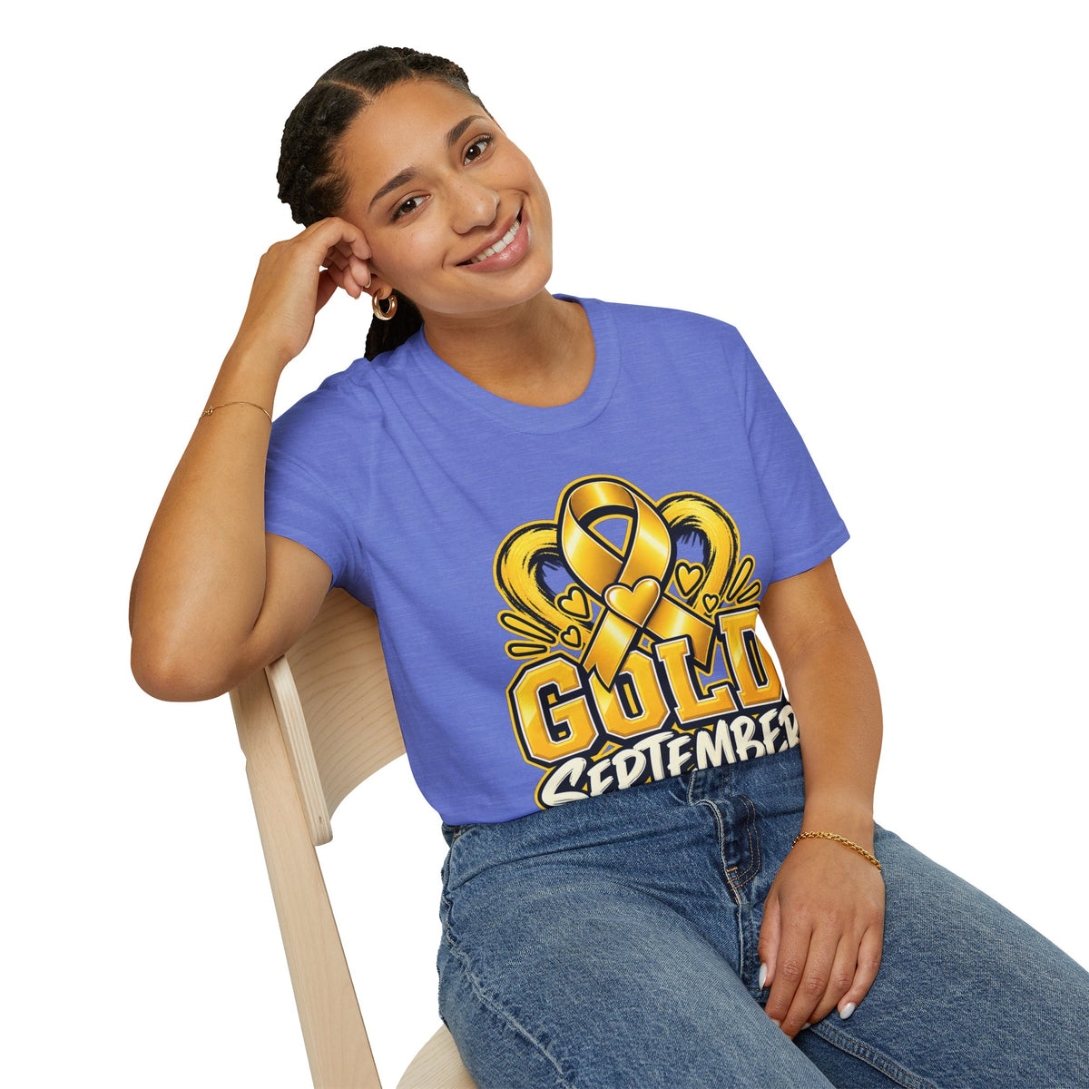 Gold September T-Shirt — Childhood Cancer Awareness Ribbon Tee
