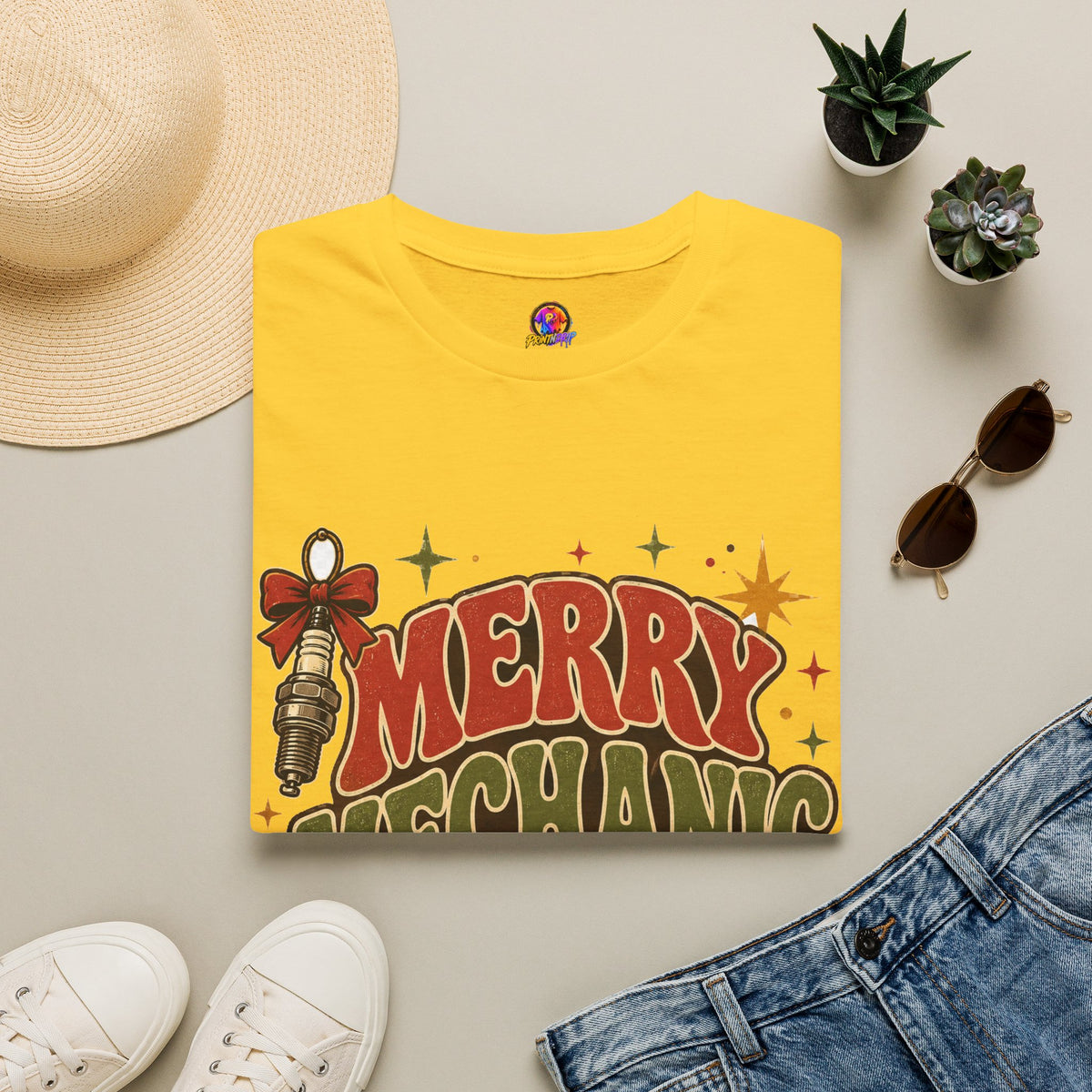 Merry Mechanic Mood T‑Shirt — Retro Holiday Auto Technician Gift