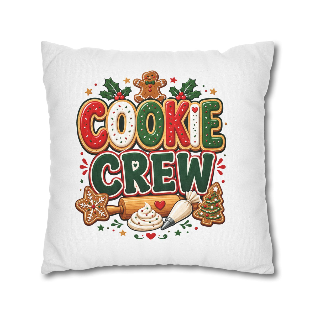 Christmas Cookie Crew Holiday Pillow — Festive Baking Christmas Throw Pillowcase