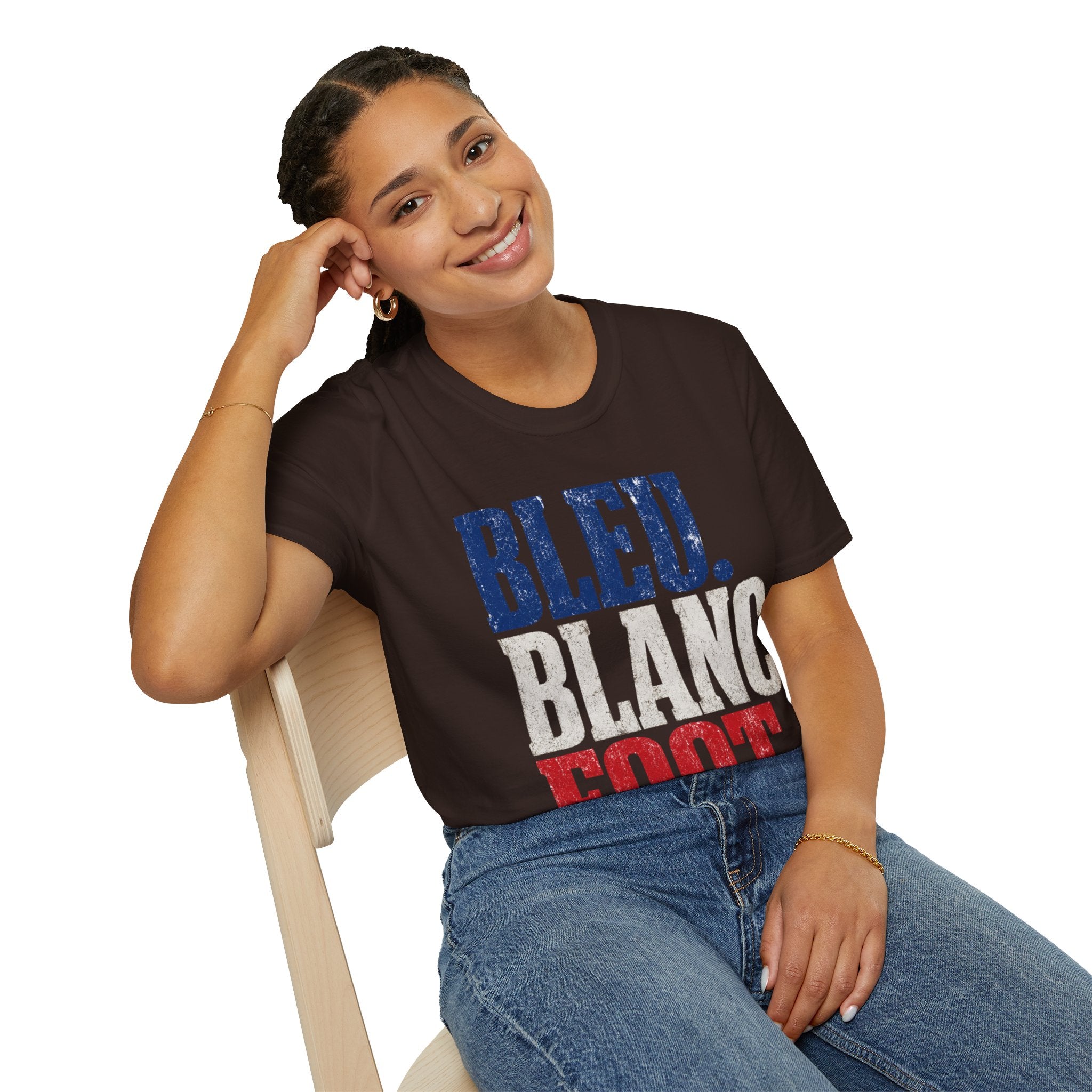 France T-Shirt — Bleu Blanc Foot Vintage French Flag Soccer Graphic Tee