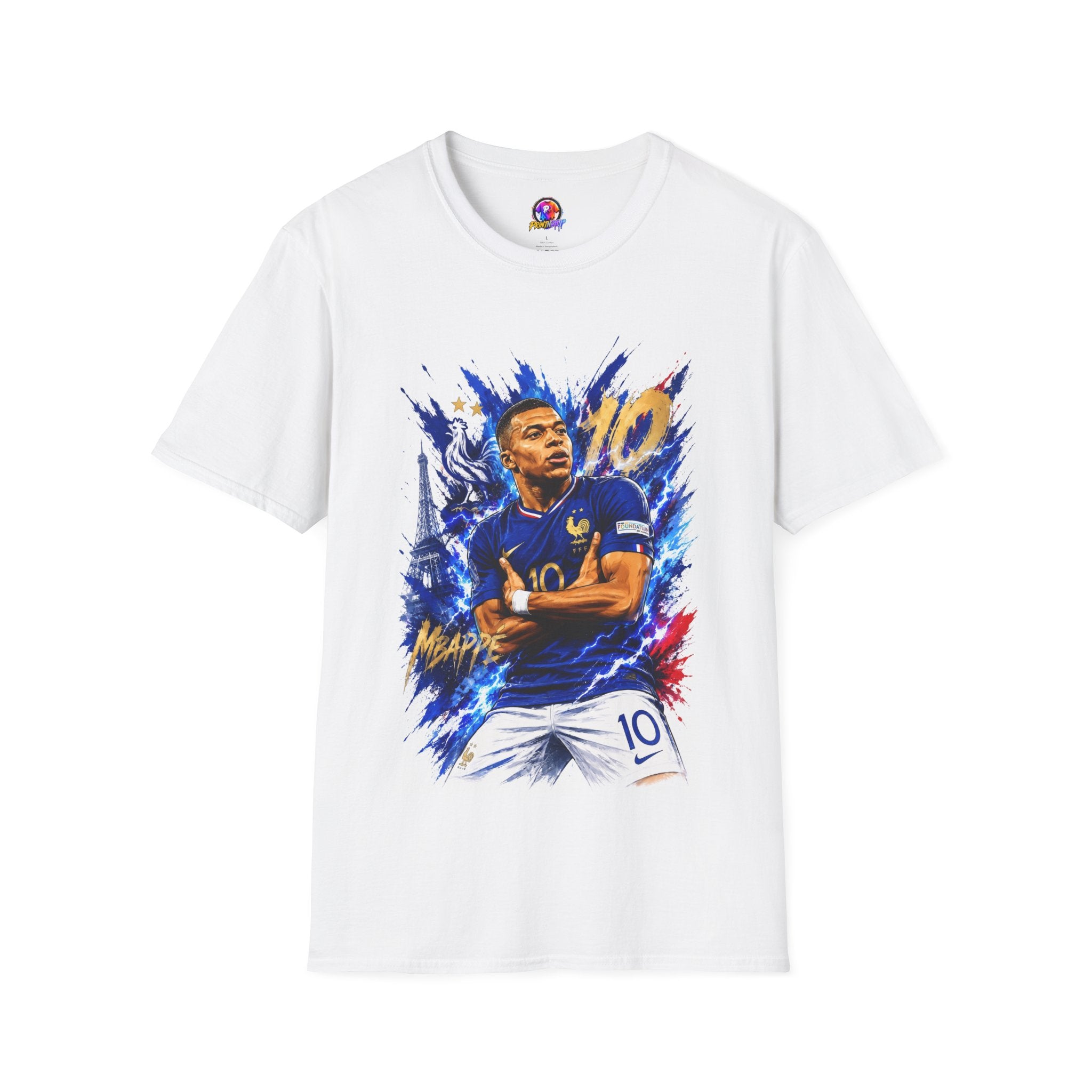 France Mbappé Soccer T-Shirt — #10 Blue Action Portrait Tee