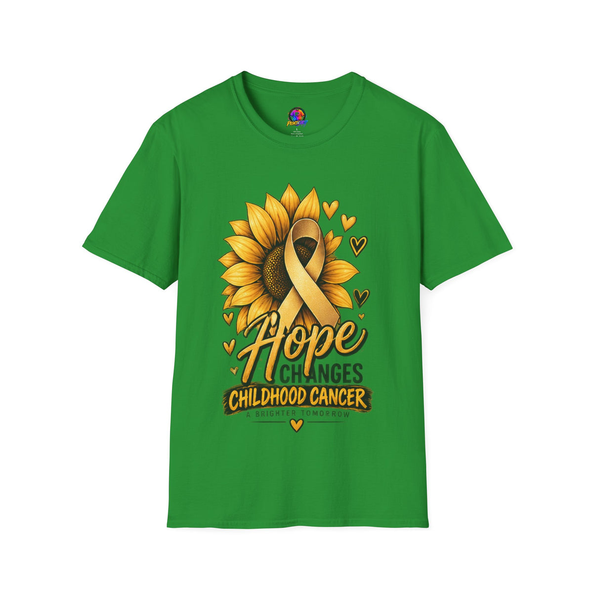 Childhood Cancer Awareness T-Shirt — "Hope Changes Lives" Sunflower Ribbon