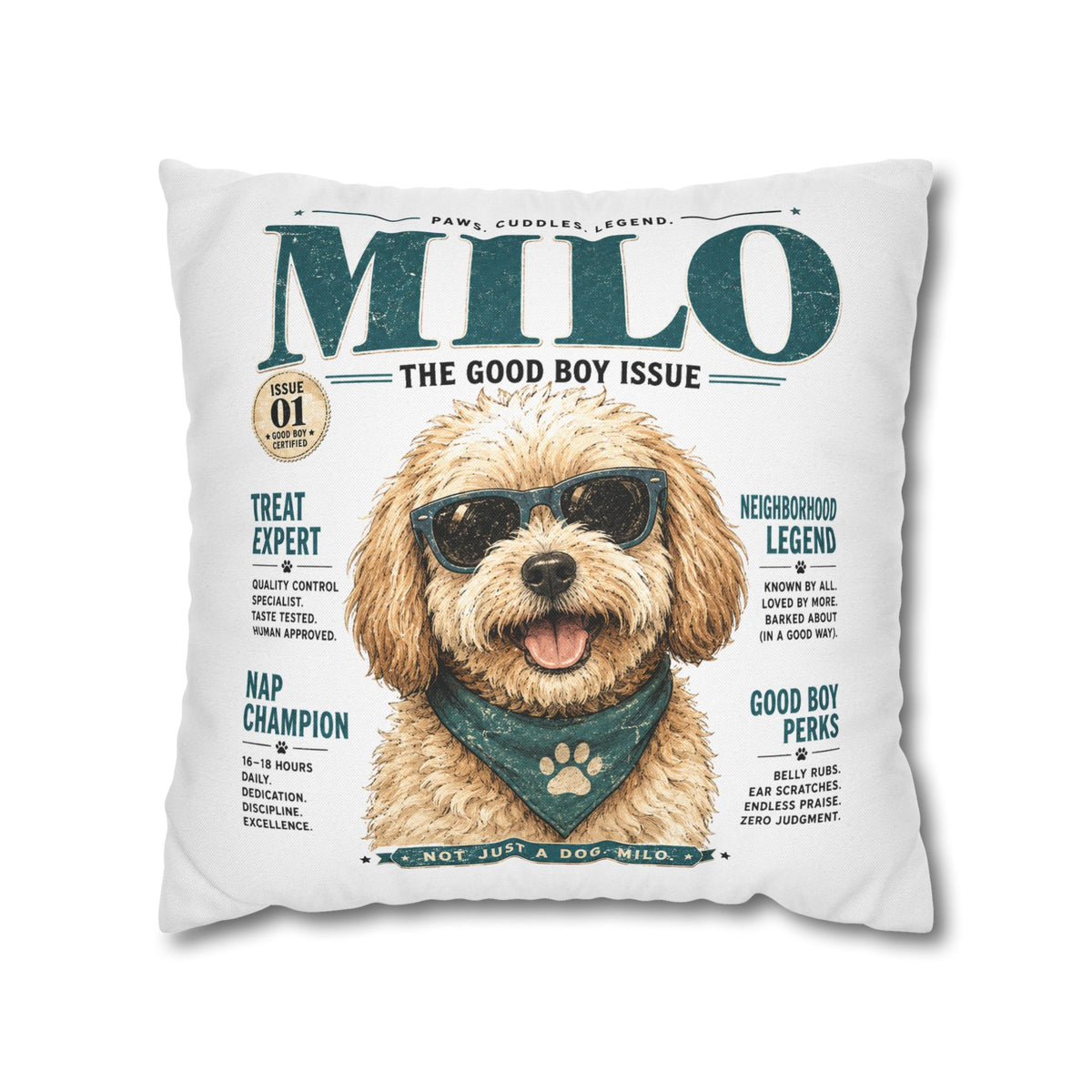 Milo 'The Good Boy Issue' Decorative Pillowcase Milo Bailey Dog Dad Mom