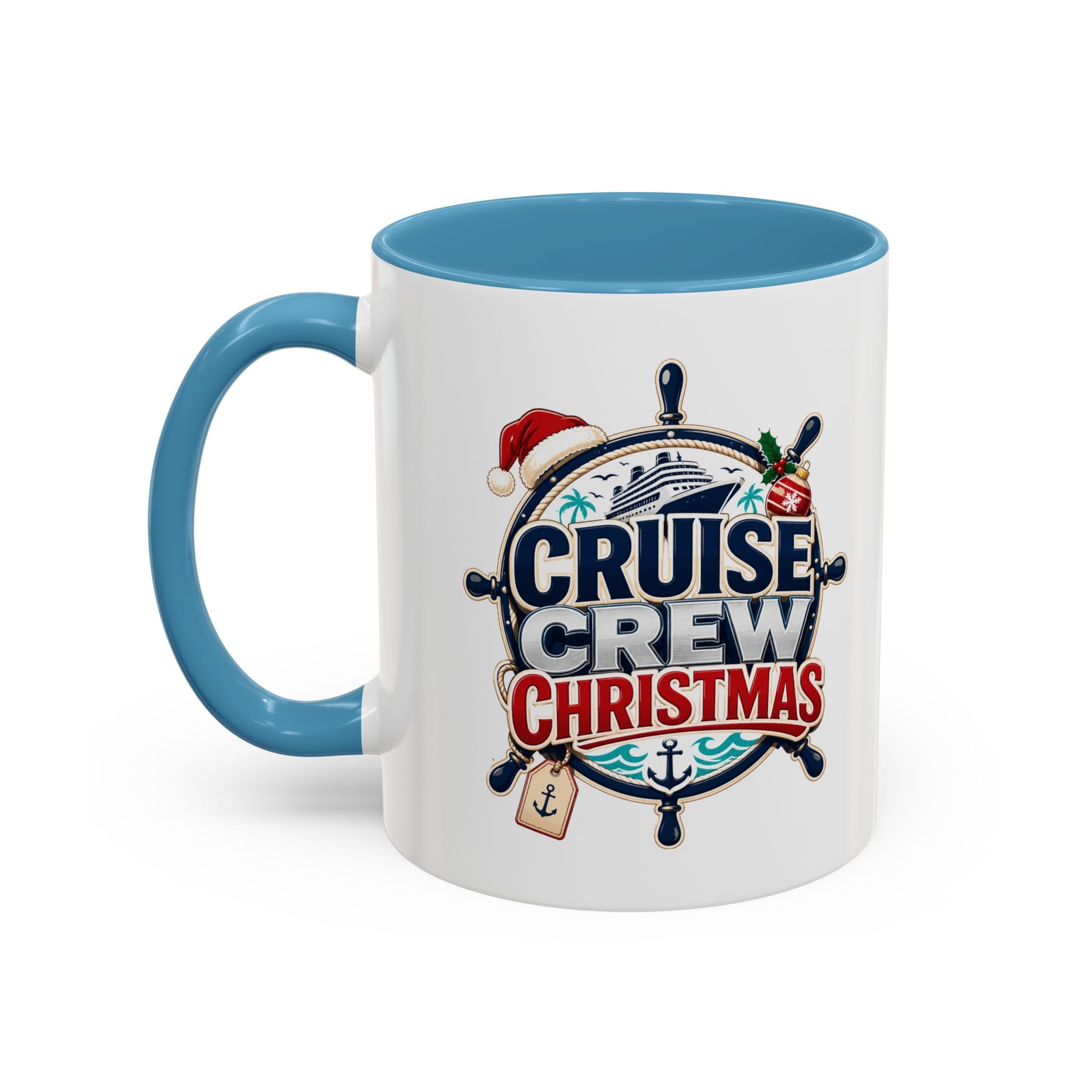 Modern Day Christmas  Cruise Crew Accent Coffee Mug - Holiday Nautical Travel Gift (11/15oz)
