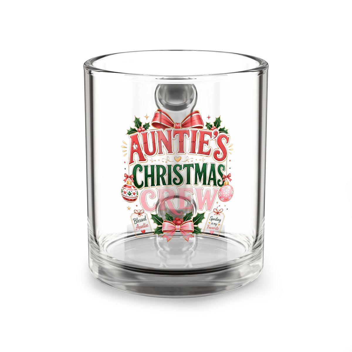 Christmas  Glass Mug 10 oz  Aunties Christmas Crew Glass Mug, 10oz