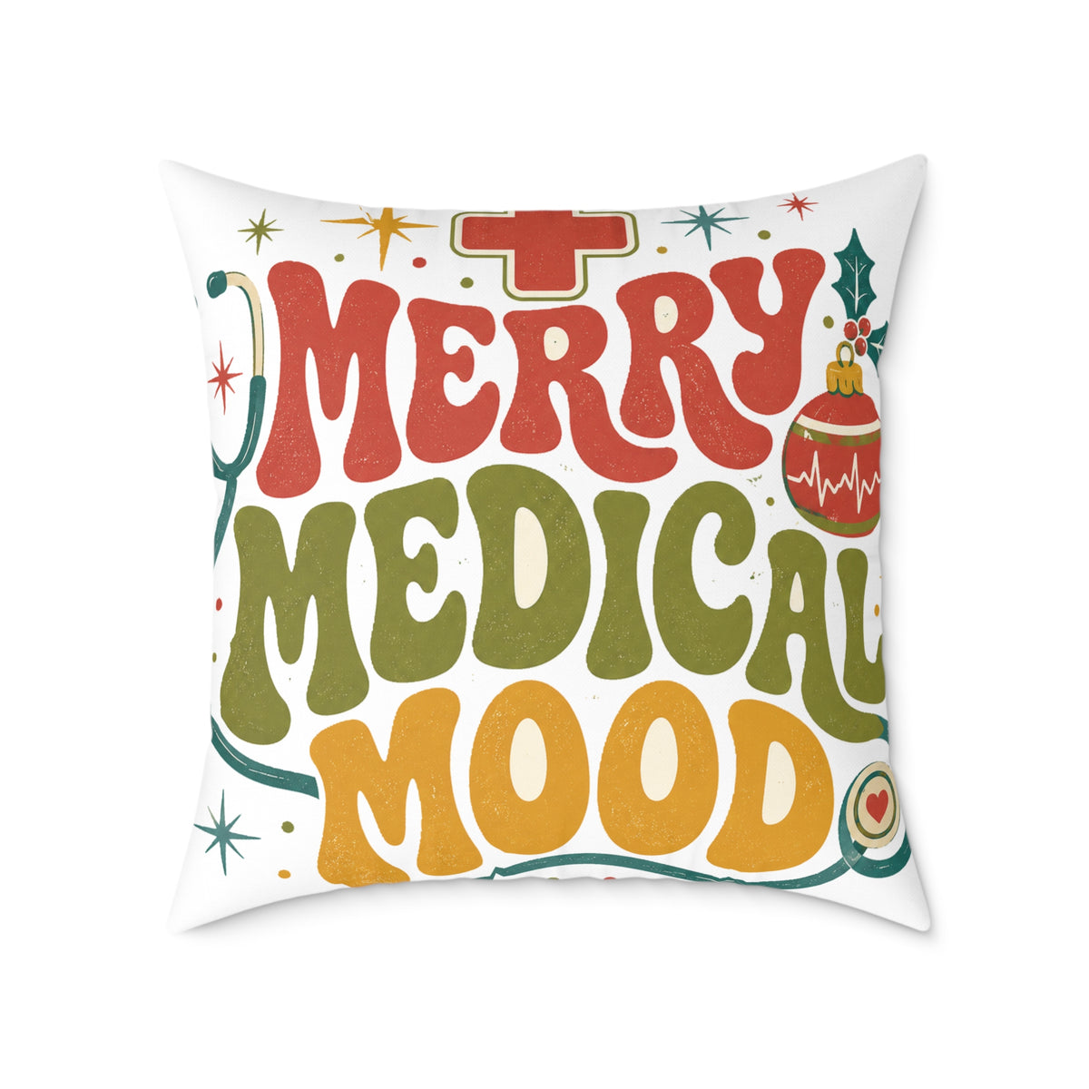 Merry Medical Mood Holiday Modern Day Christmas Throw Pillow