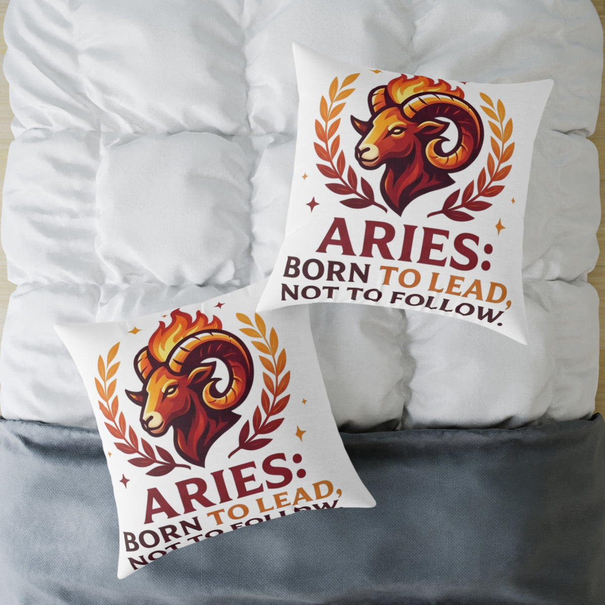 Aries Zodiac Pillow Born To Lead Not To Follow Square Poly Canvas Pillow