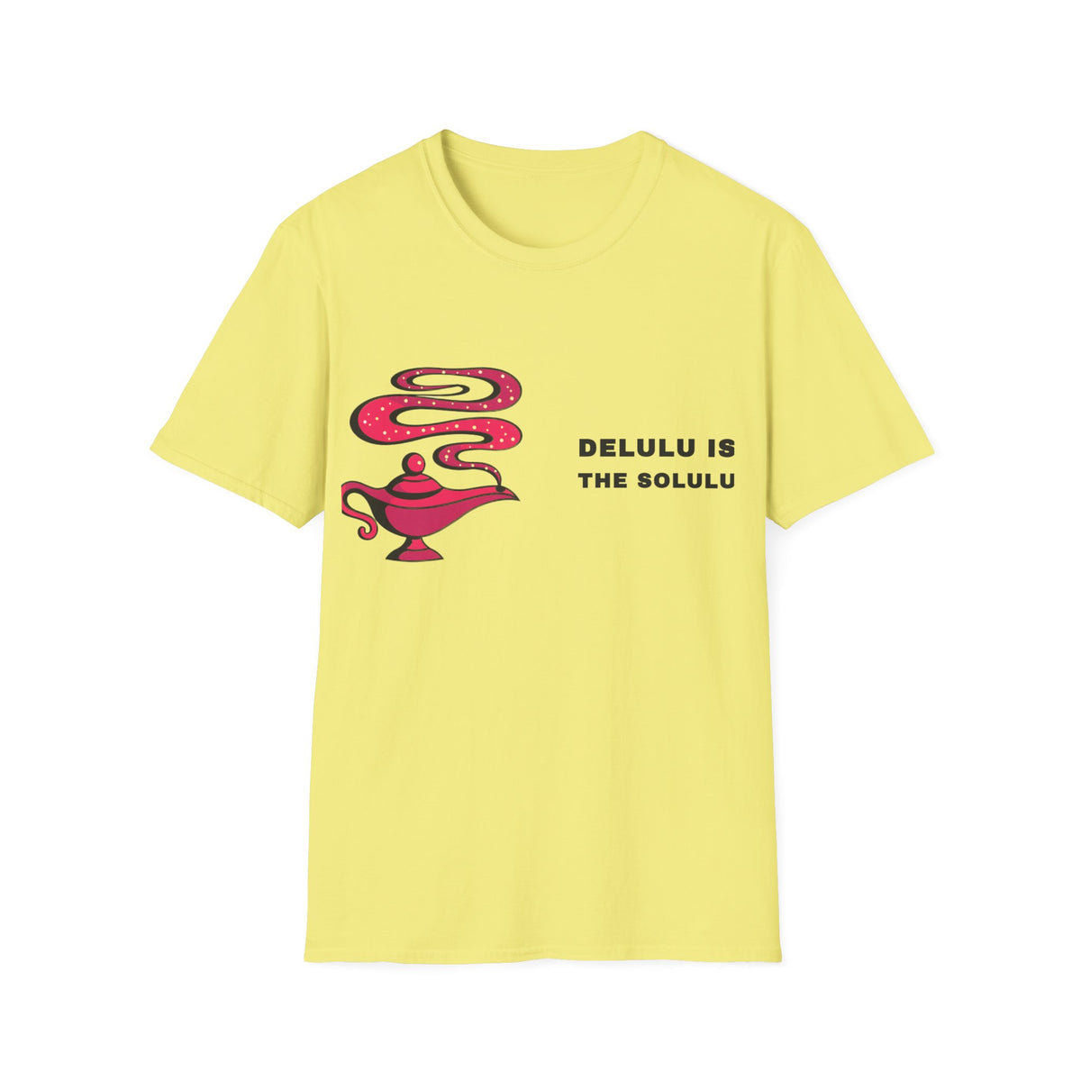 Genie Lamp Graphic T-Shirt — 'Delulu' Vaporwave Snake Design - Trending Now - September 2026