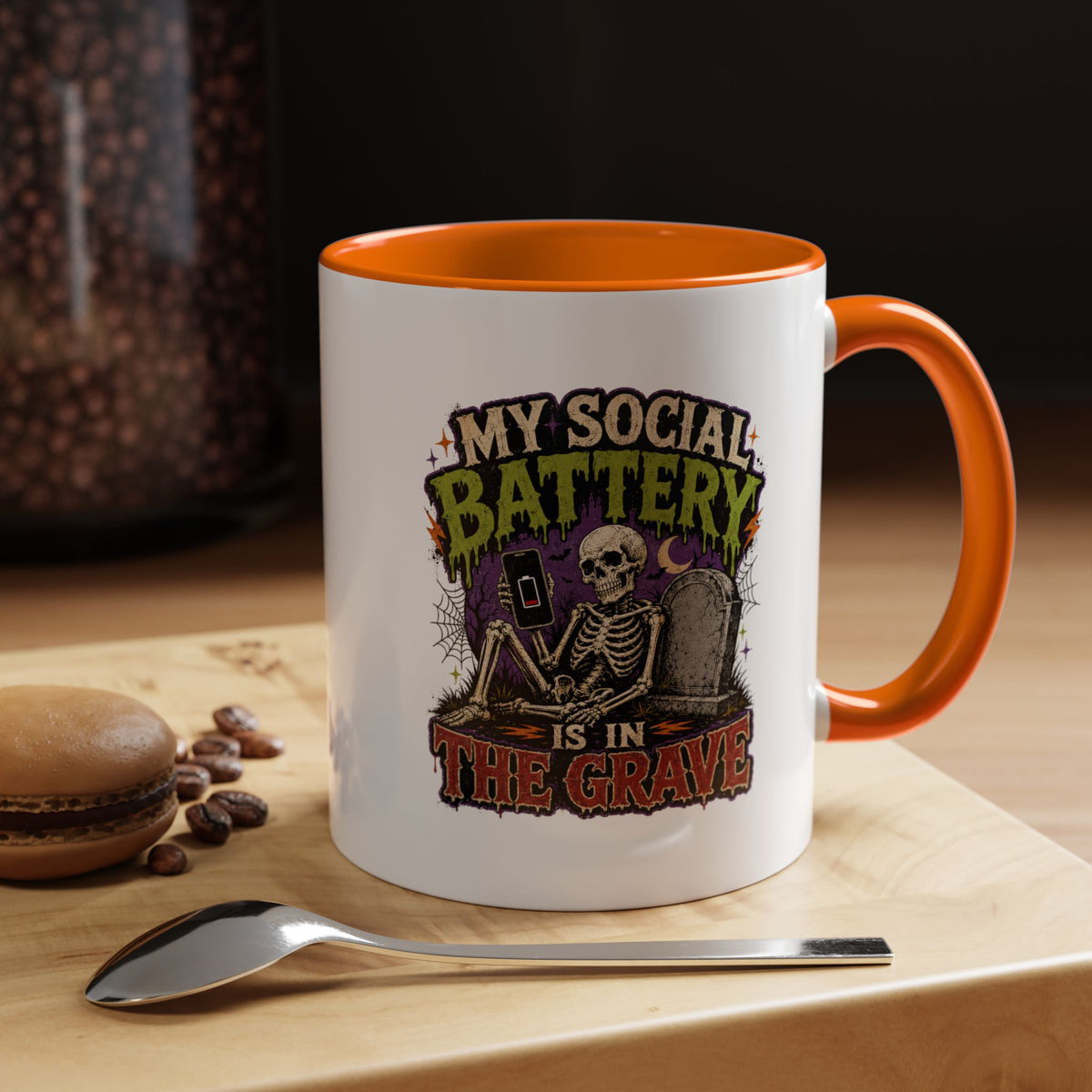 Halloween  My Social Battery Accent Coffee Mug