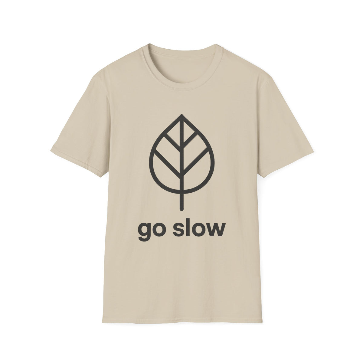 "Go Slow" Minimalist Leaf Graphic Tee - Aesthetic Slow Living Mindfulness White T-Shirt - Trending Now - September 2026