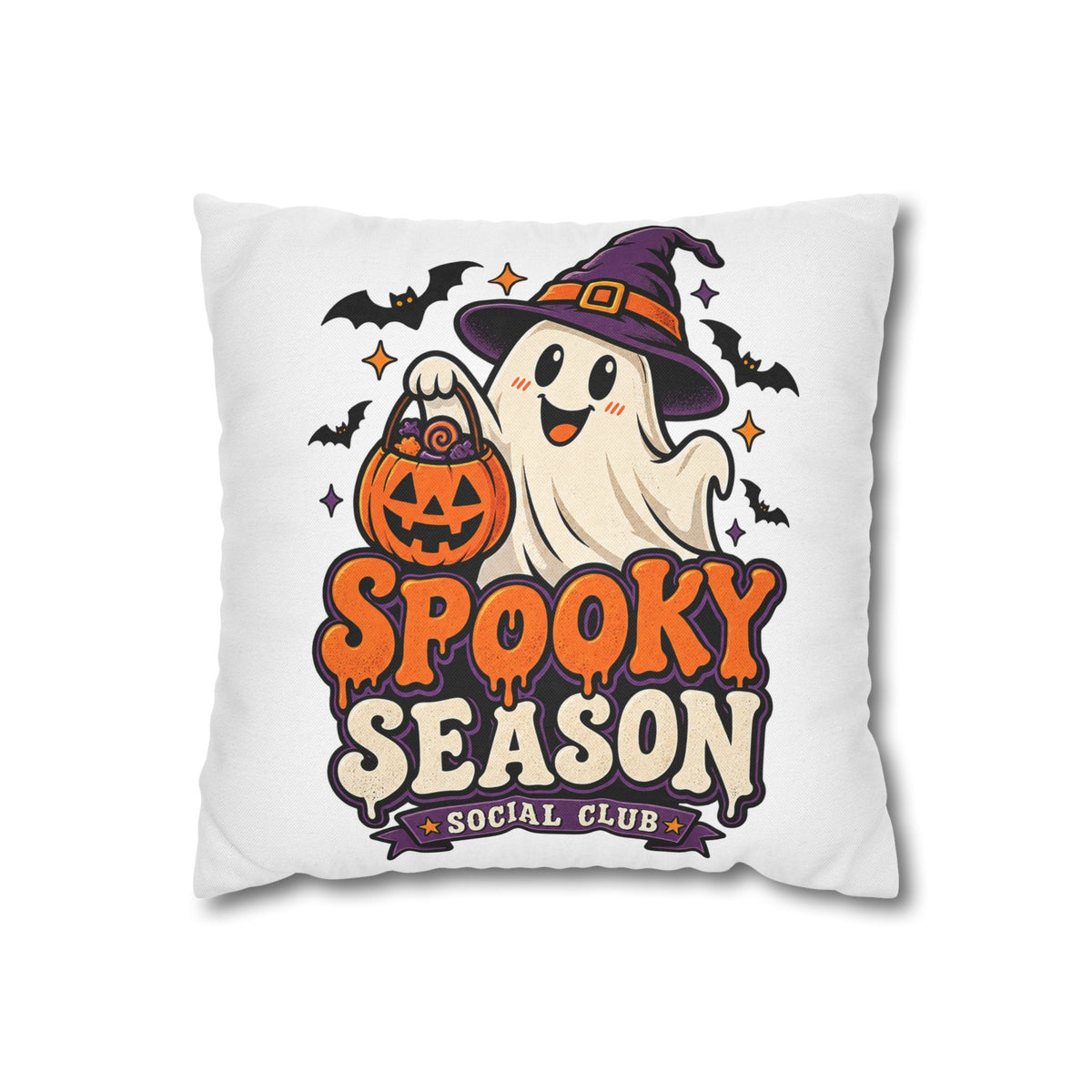 Spooky Season Pillow Cover — Halloween Ghost Pumpkin Decorative Throw Pillowcase