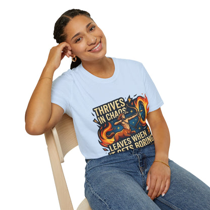 Sagittarius Archer T‑Shirt — "Thrives in Chaos" Zodiac Fire Sign Tee