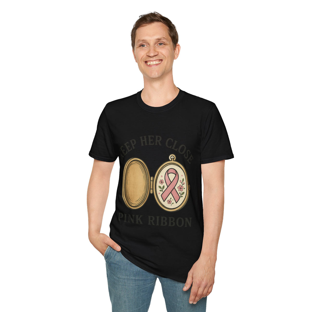 Keep Her Close Pink Ribbon Vintage Locket Graphic Tee - Trending Now - September 2026