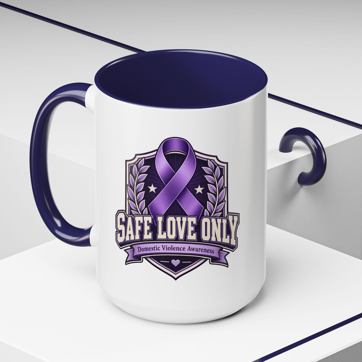 Coffee Mug — "Safe Love Only" Domestic Violence Awareness (Purple Ribbon)