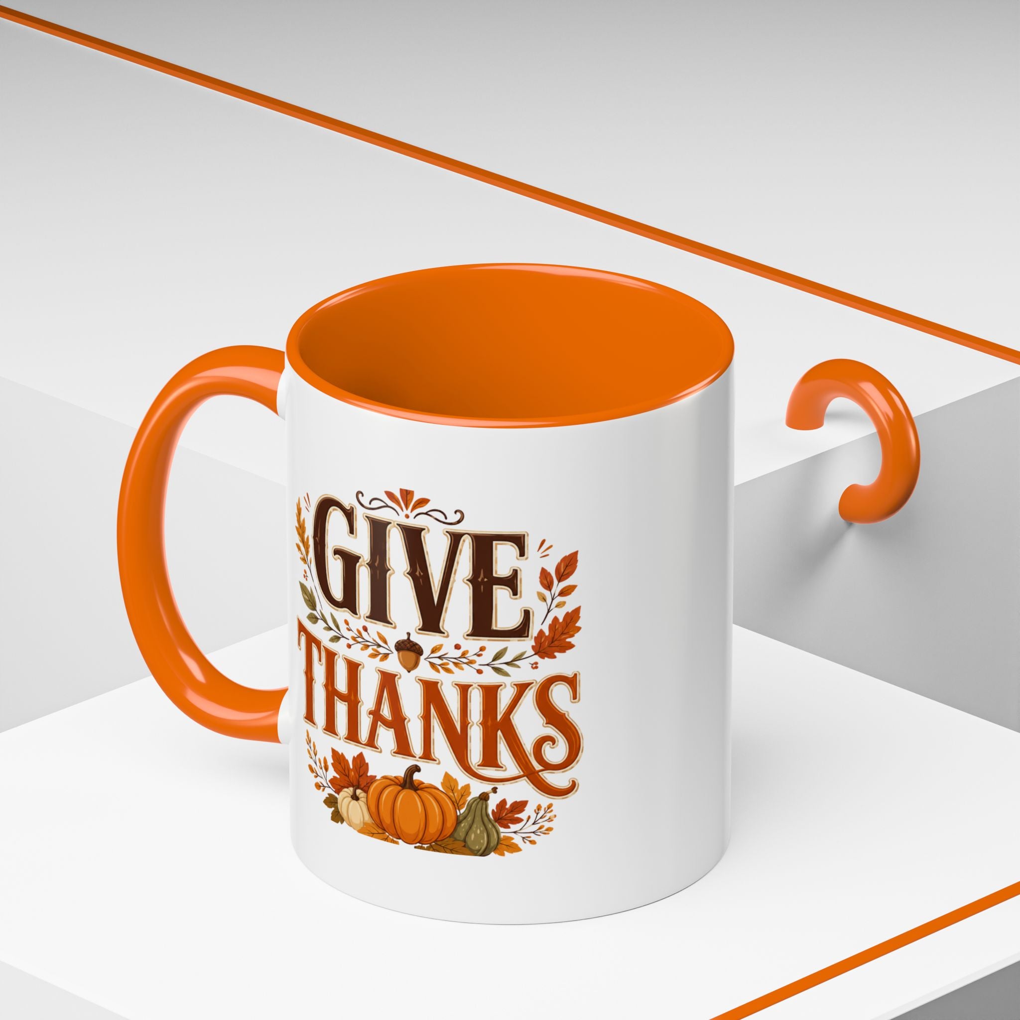 Thanksgiving Mug Give Thanks Coffee Mug — Thanksgiving Fall Accent Mug