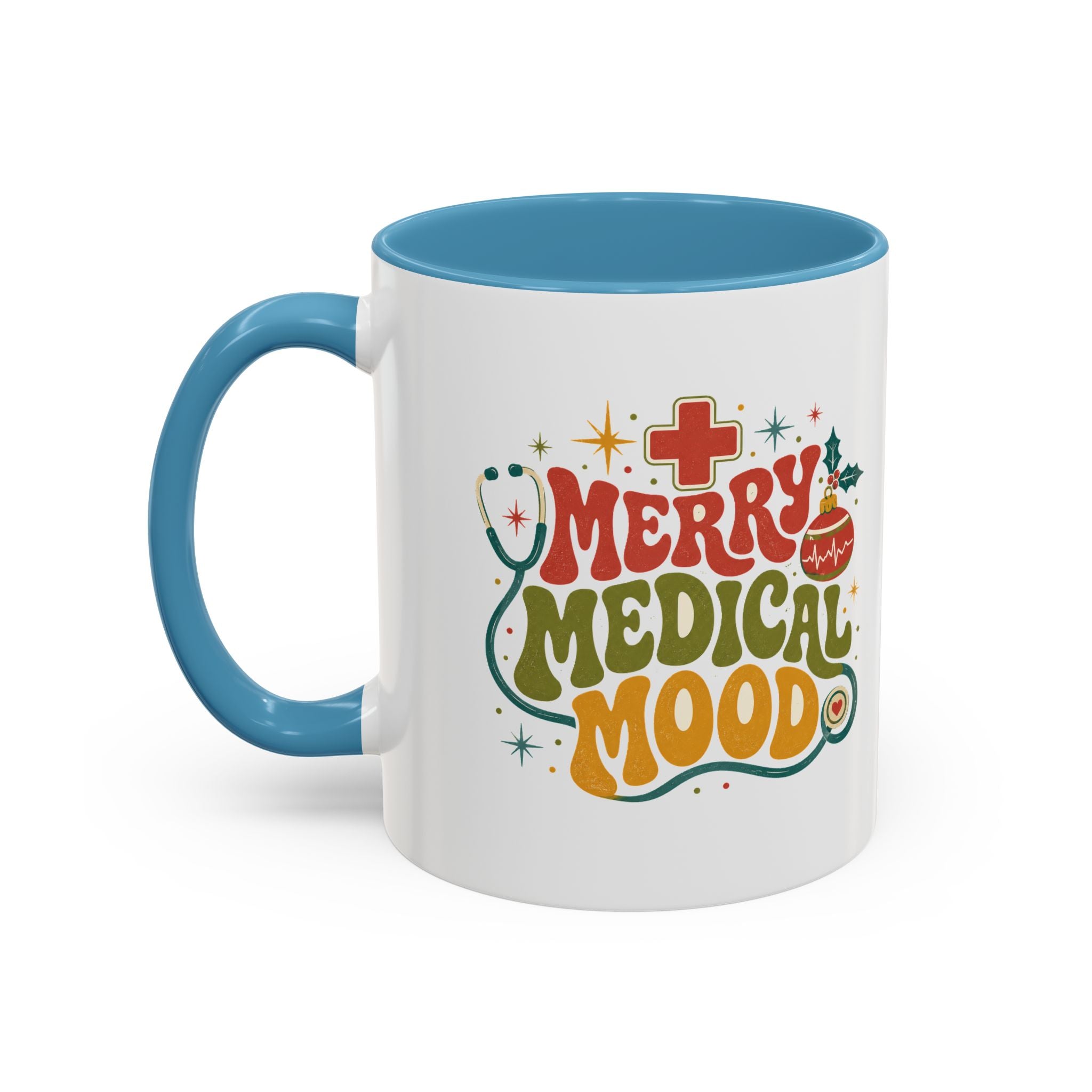 Modern Day Christmas Merry Medical Mood Accent Coffee Mug — Holiday Nurse & Doctor Gift