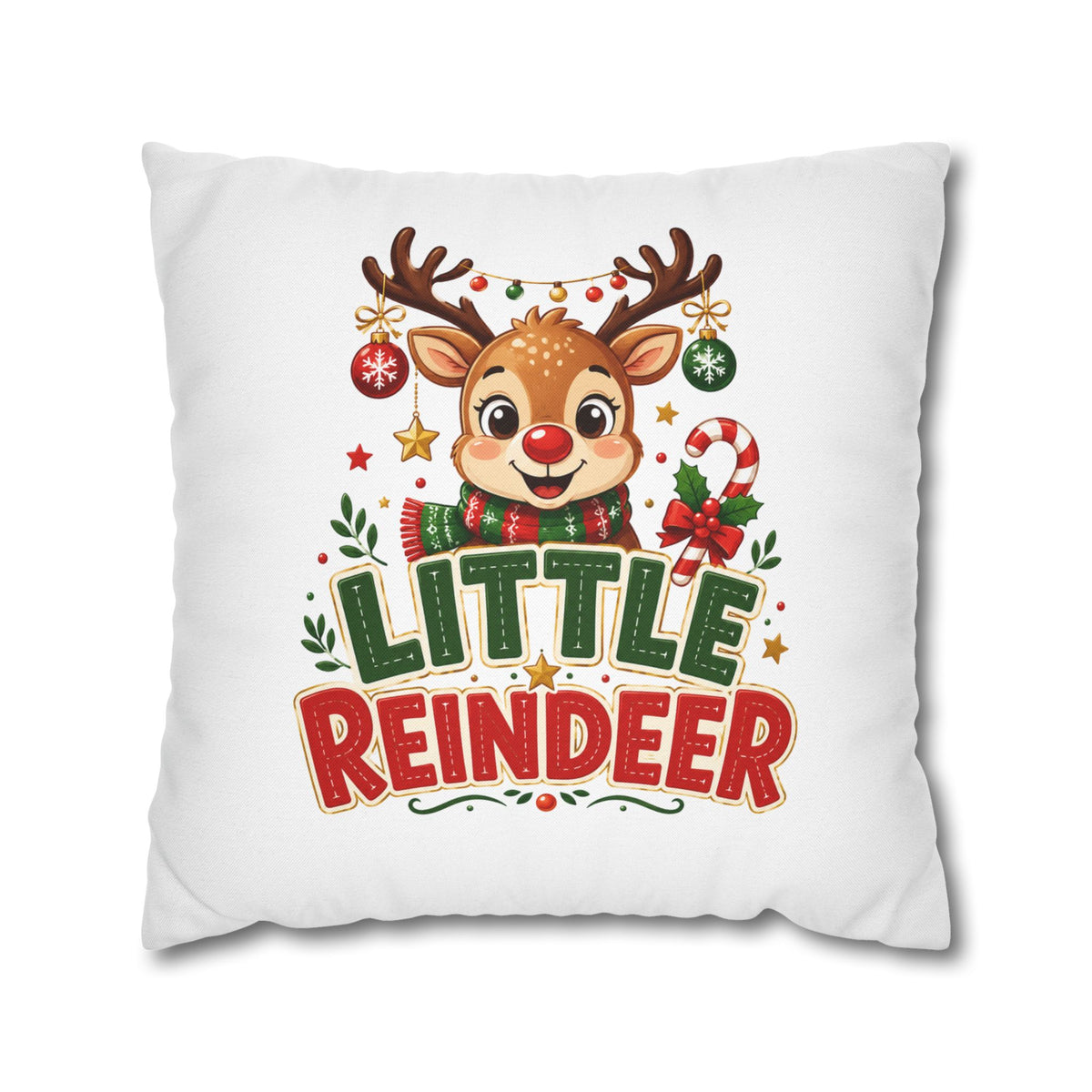 Christmas Little Reindeer Holiday Pillowcase – Cute Christmas Throw Pillow Cover