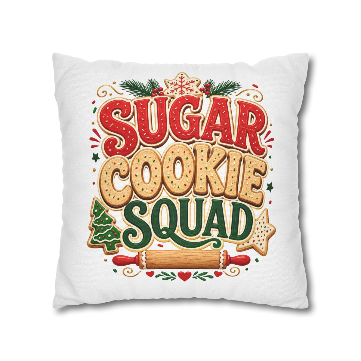Christmas Sugar Cookie Squad Pillowcase – Festive Christmas Baking Decorative Throw Pillowcase