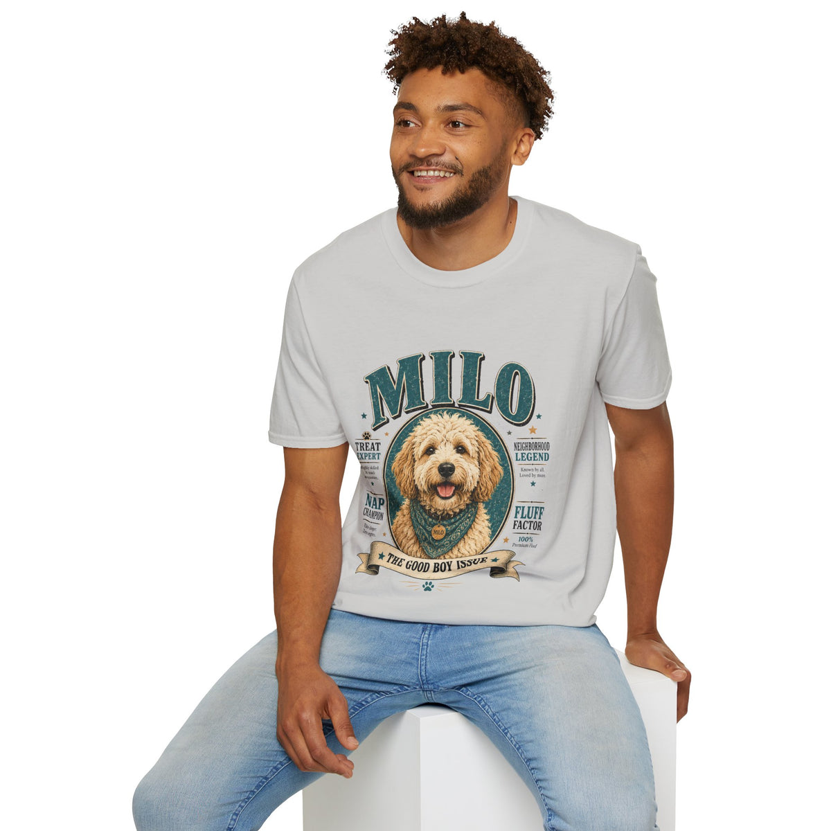 Dog Lover T-Shirt — "MILO" Personalized Pet Portrait Tee