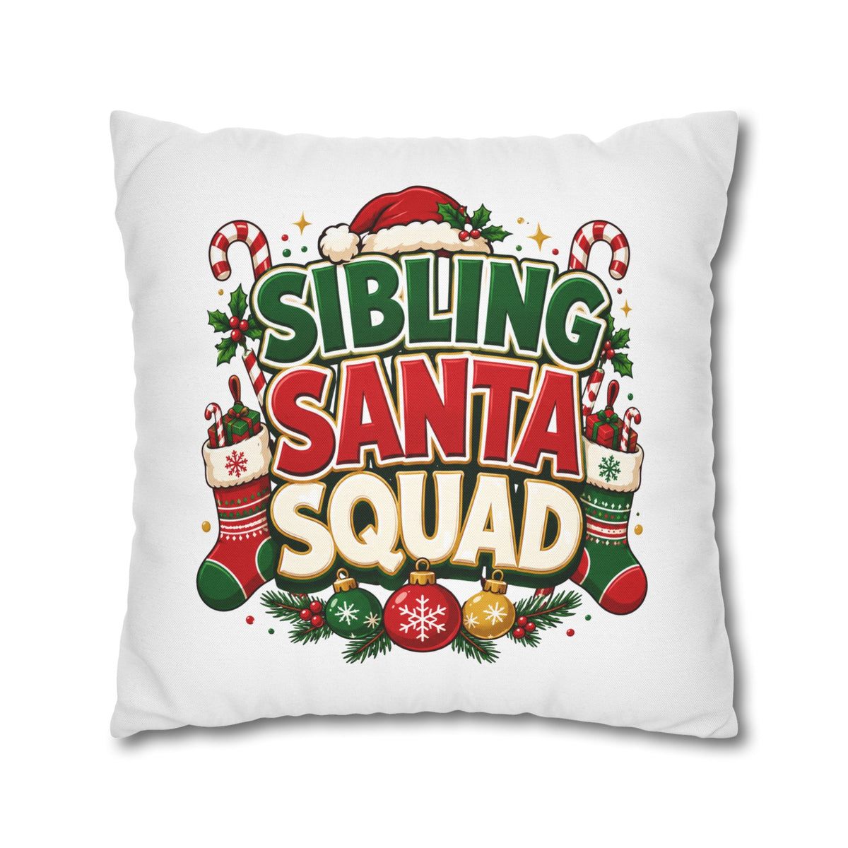 Christmas Sibling Santa Squad Pillowcase