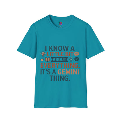 Gemini Funny Horoscope T‑Shirt — "I Know A Little Bit About Everything, It's A Gemini Thing"