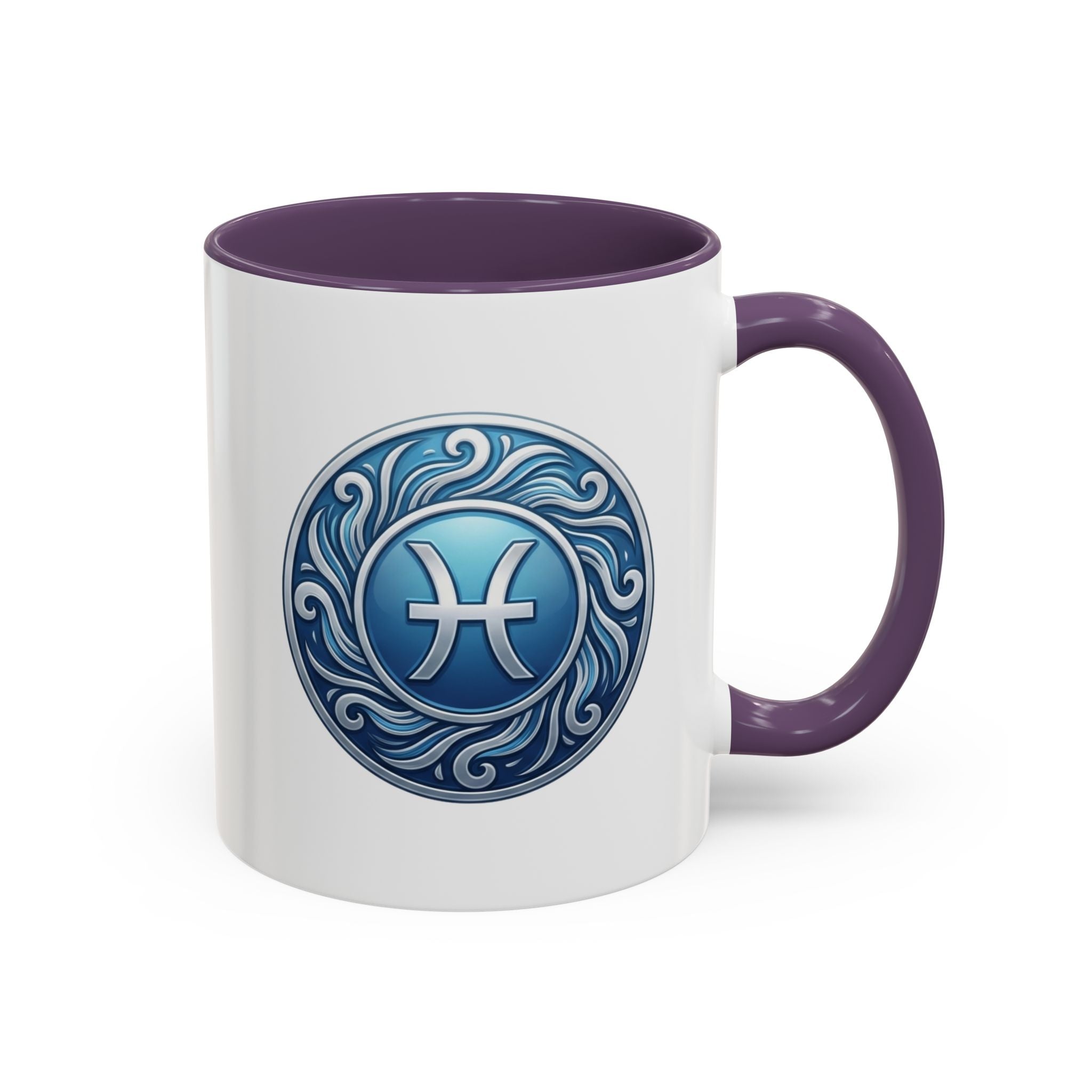 Pisces Zodiac Coffee Mug — Blue Astrological Symbol Accent Mug