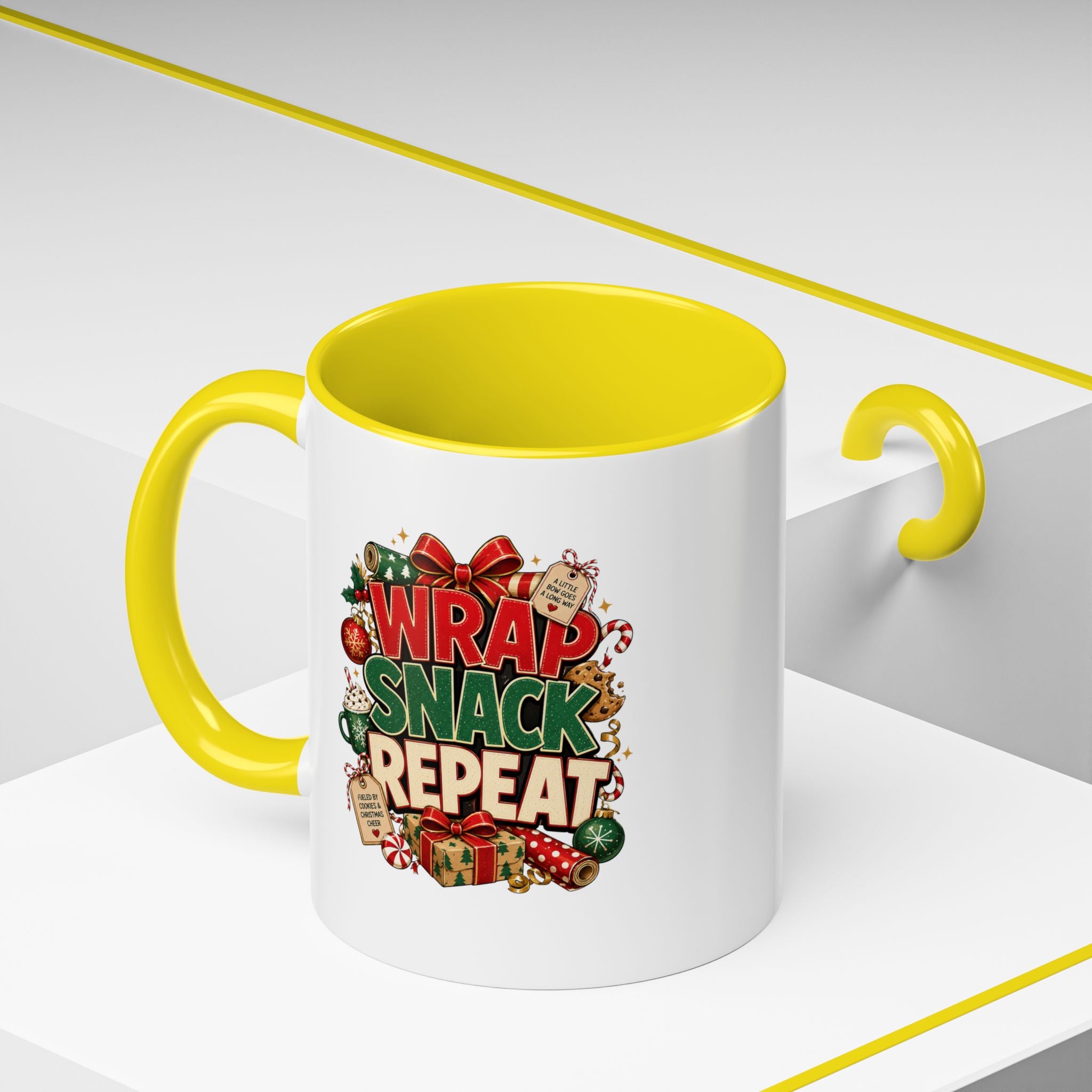 Wrap Snack Repeat Christmas Coffee Mug — Holiday Baking & Gift-Wrapping Mug