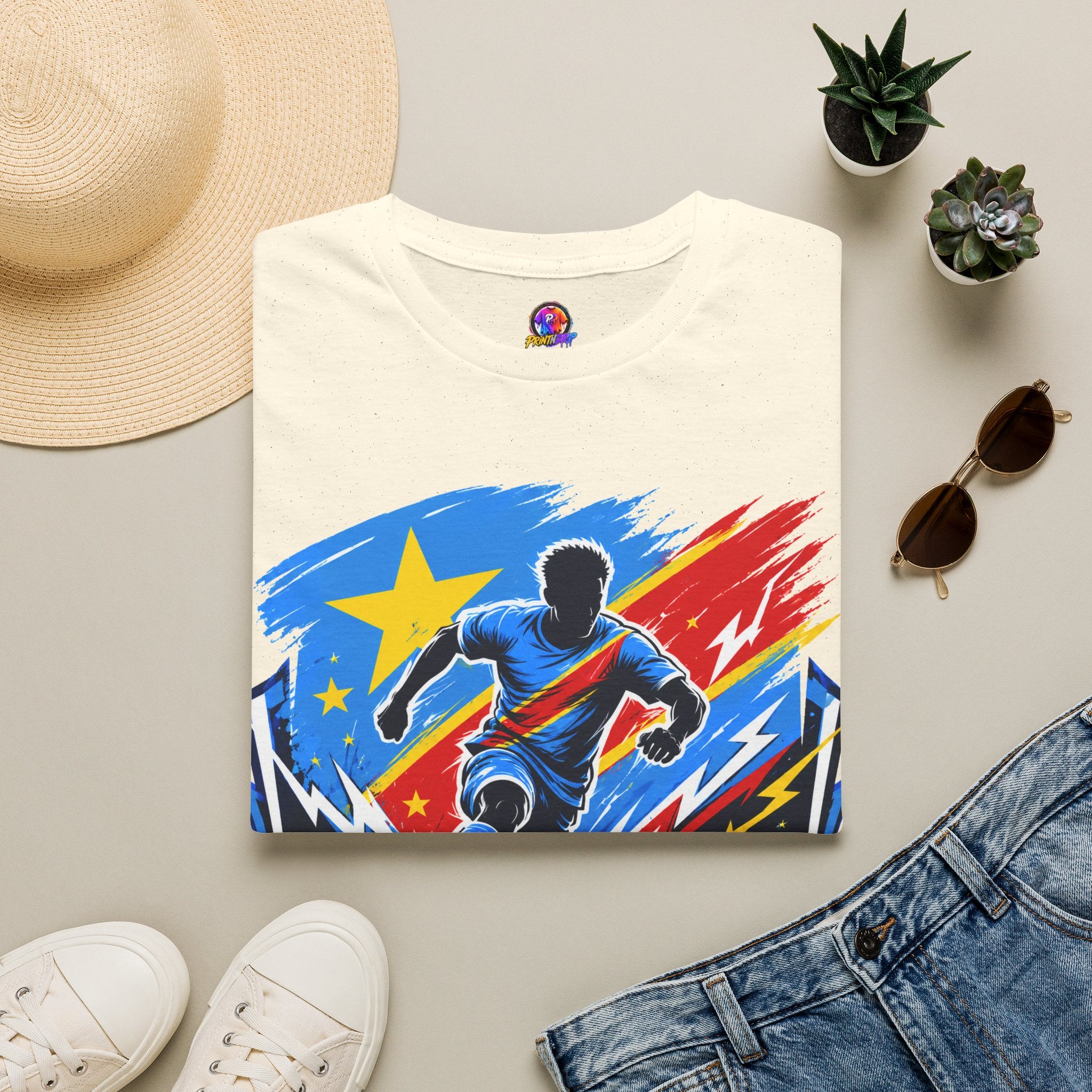 Congo Soccer T-Shirt — Congo Blue Rise Football Fan Tee