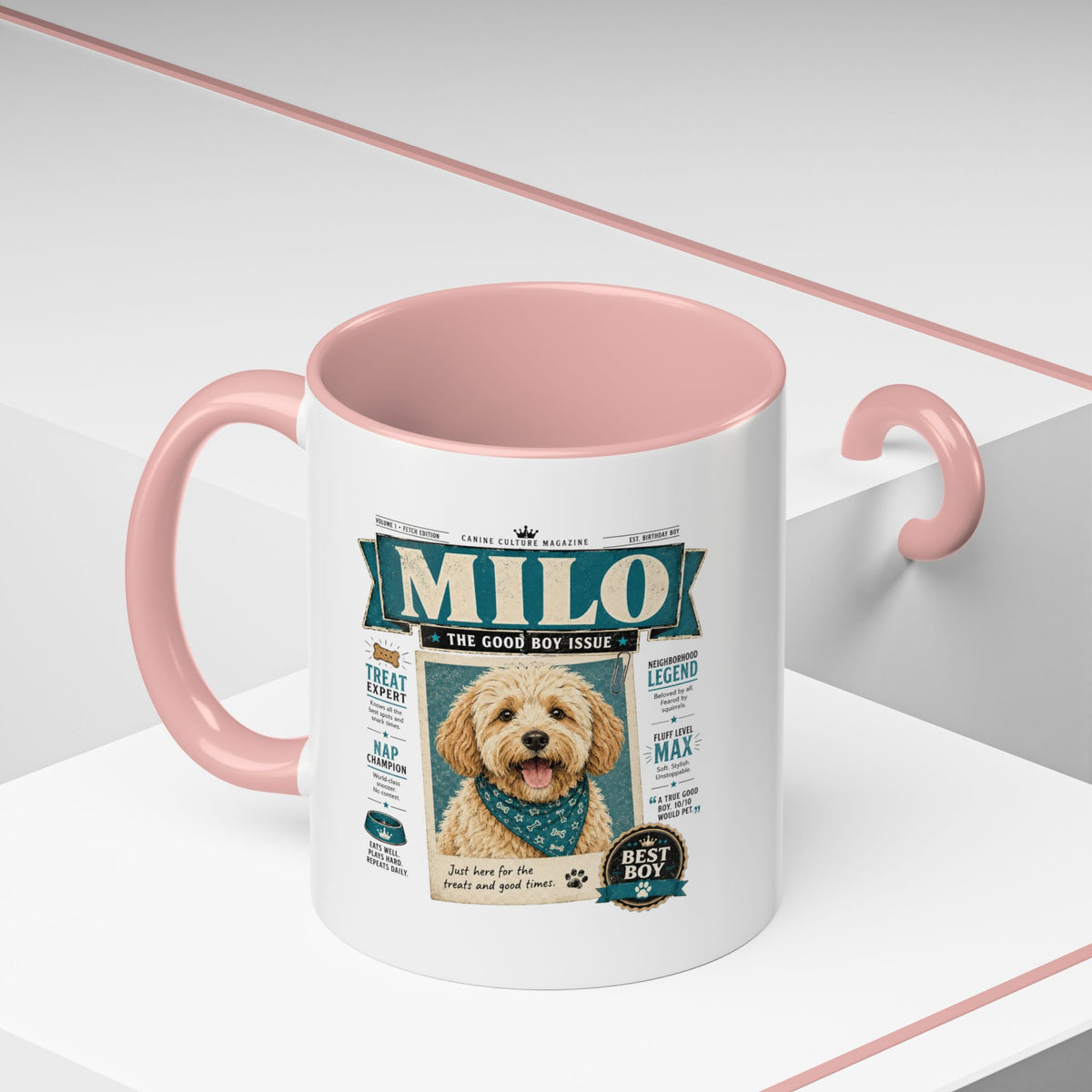 Milo Bailey Dog Dad Mom Personalized Dog Mug – “Milo” Good Boy Vintage Pet Coffee Mug