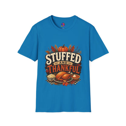 Stuffed and Thankful T-Shirt — Thanksgiving Pumpkin Fall Graphic Tee