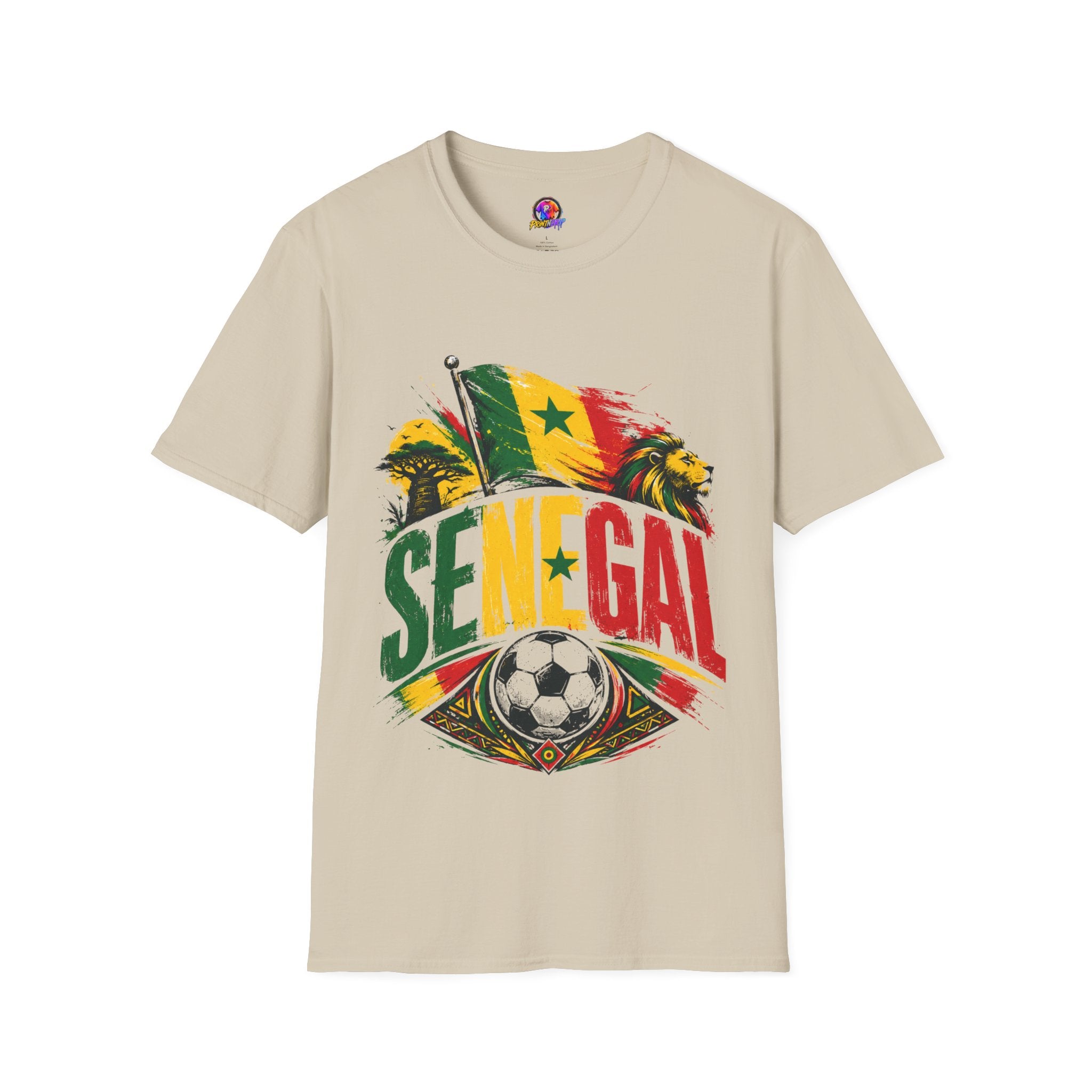 Senegal Flag Soccer T-Shirt — Lion & Football Pride Tee